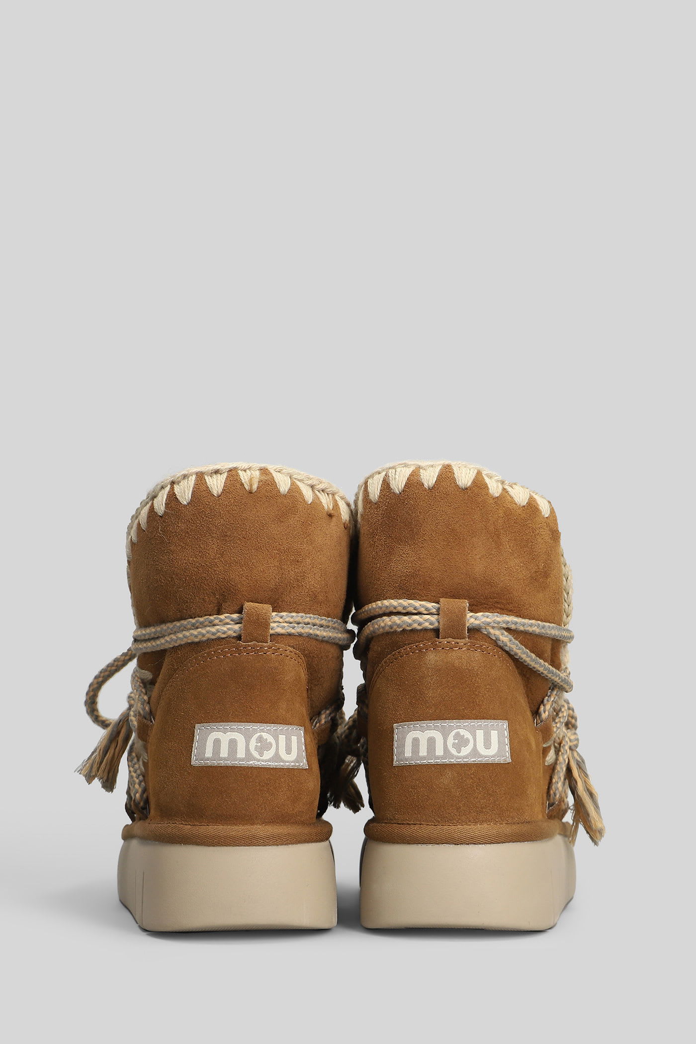 Mou Bounce Boot Scoubied High Heels Ankle Boots In Brown Suede In Brown