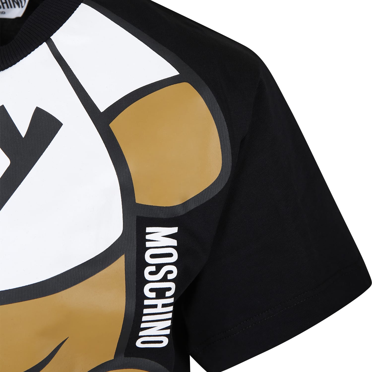 Shop Moschino Black T-shirt For Boy With Teddy Bear In Nero