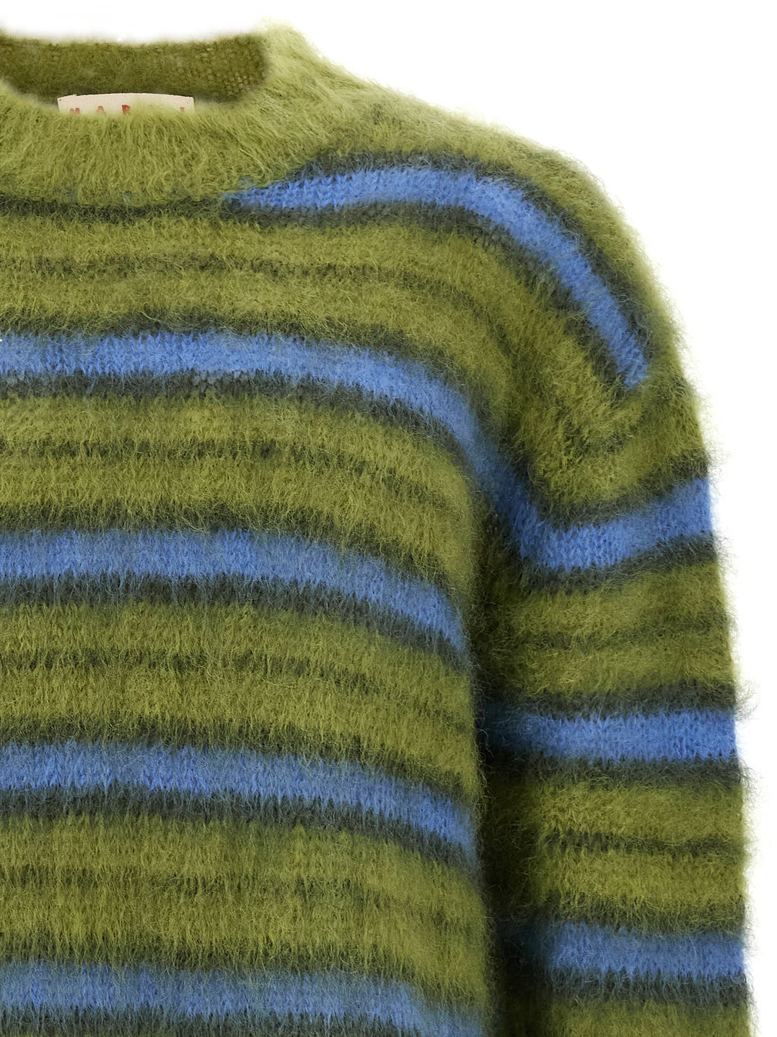 Marni Mens Acid Fuzzy Wuzzy Striped Wool-blend Jumper In Green