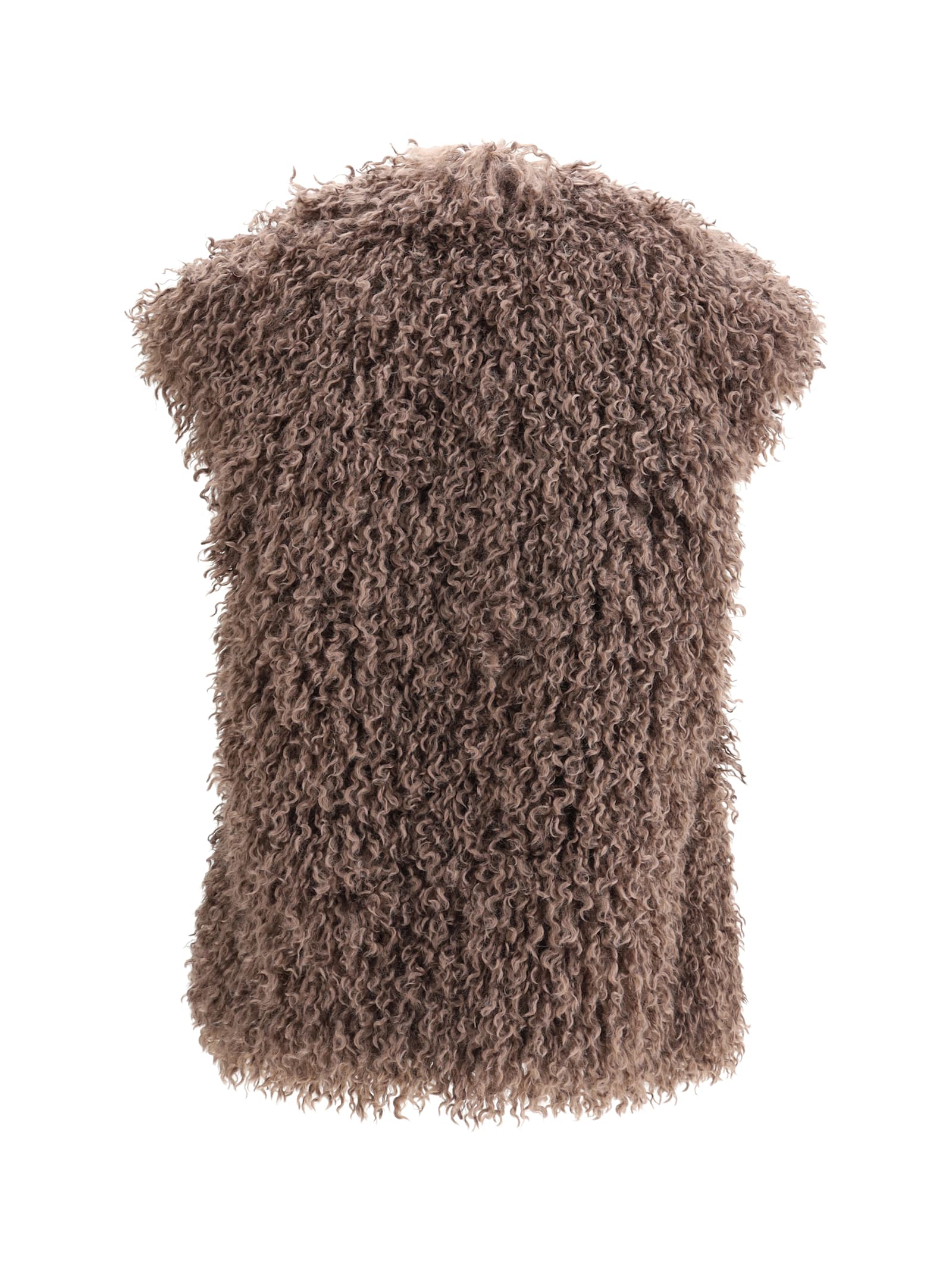 Kristina Ti Faux-fur Sleeveless Vest In Brown