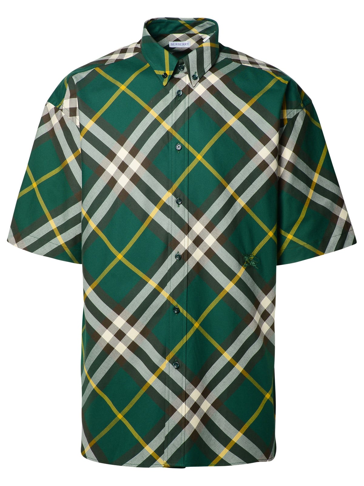 Shop Burberry Green Cotton Shirt In Green/neutrals