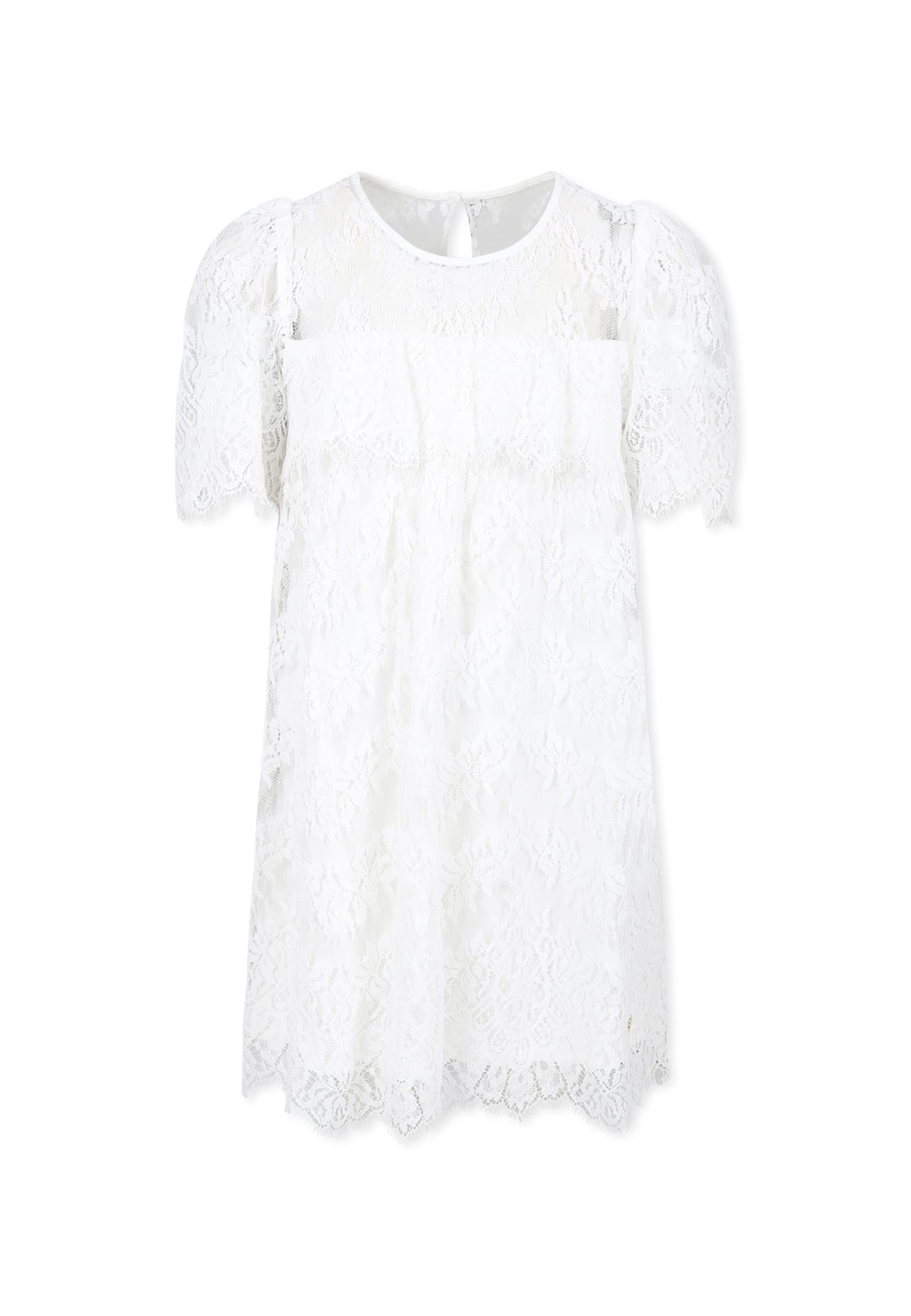 Chloé White Dress For Girl With Lace In White