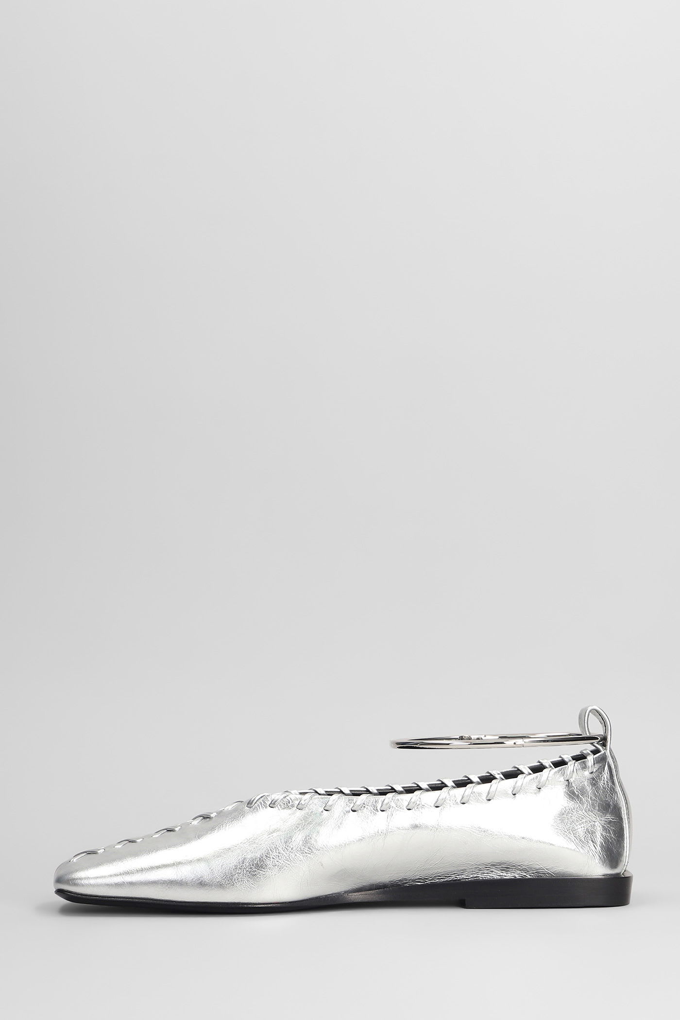 Jil Sander Ballet Flats In Silver Leather In Silver