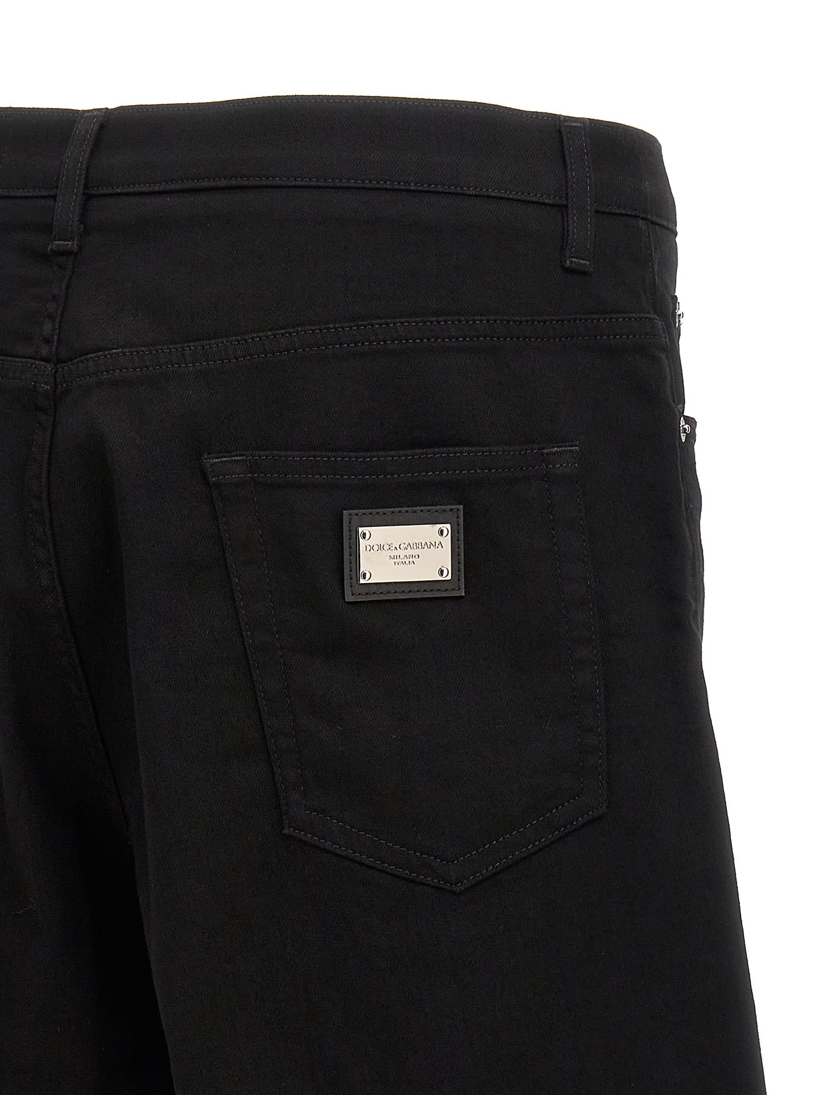 Shop Dolce & Gabbana Stretch Denim Bermuda Shorts In Black