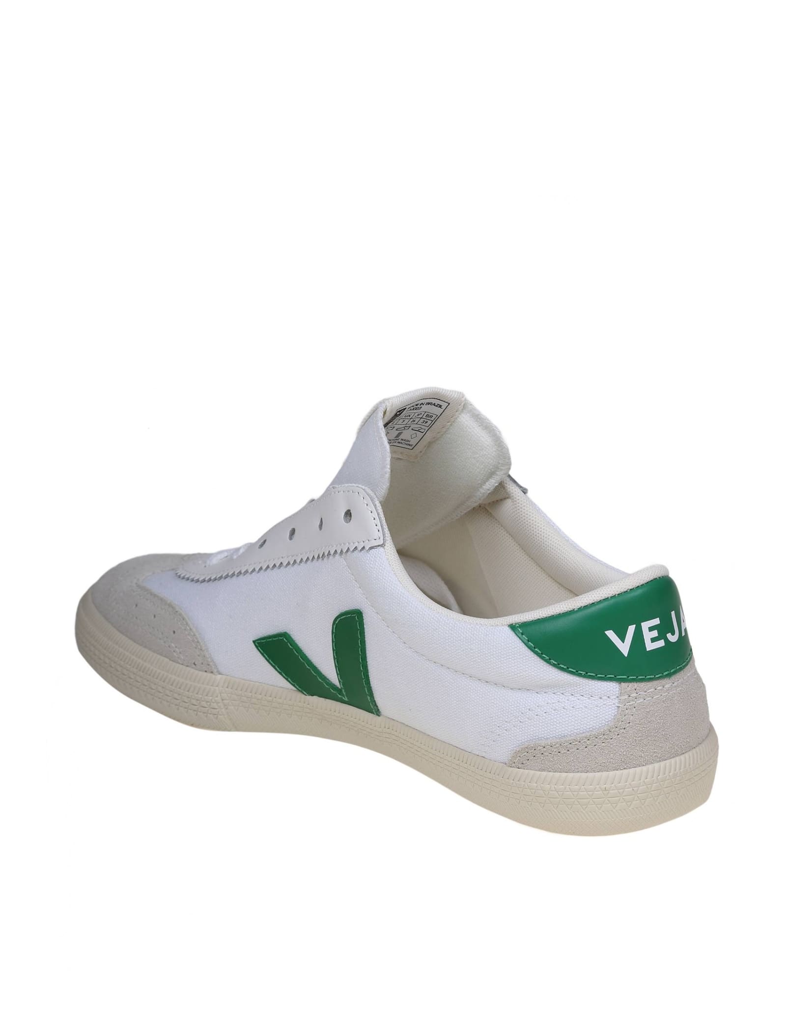 Shop Veja Volley Sneakers In Canvas Color White/green In White/emeraude