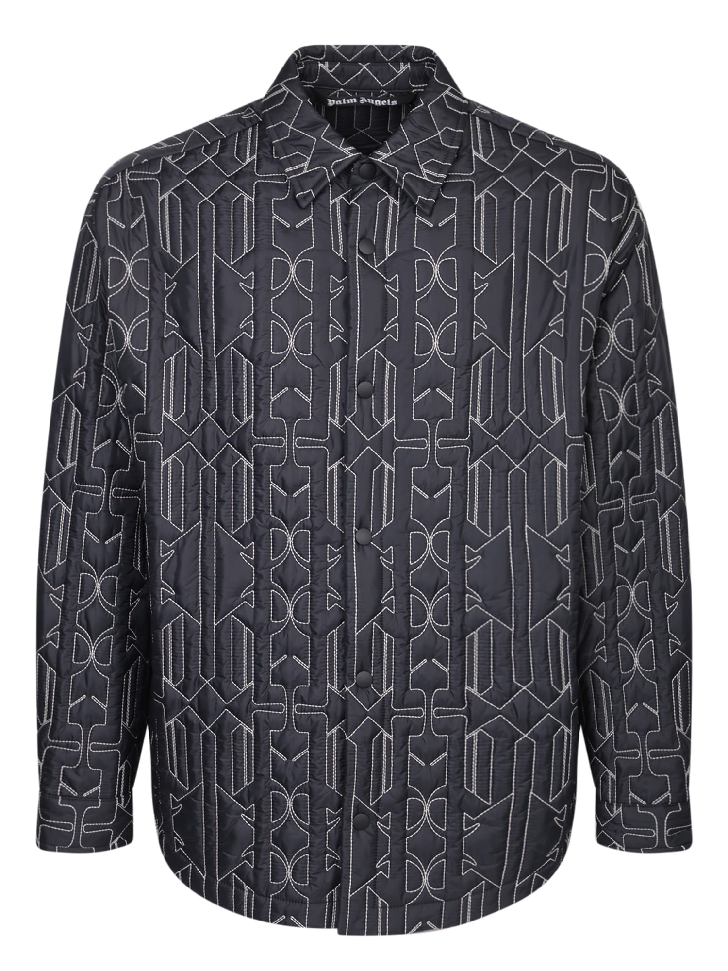 Shop Palm Angels Monogram Quilted Shirt In Grey