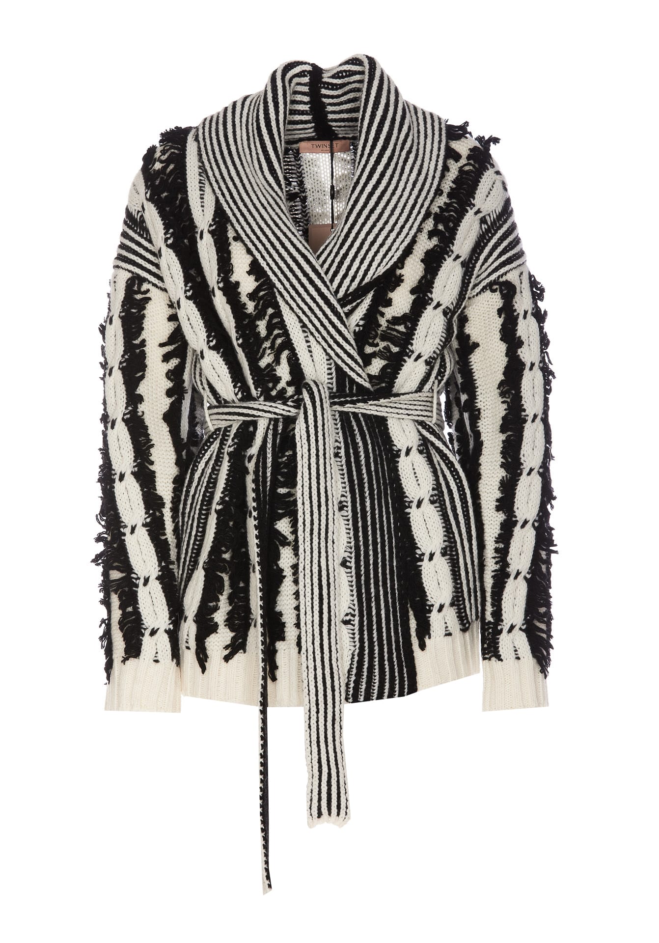 Shop Twinset Knitted Cardigan In Black