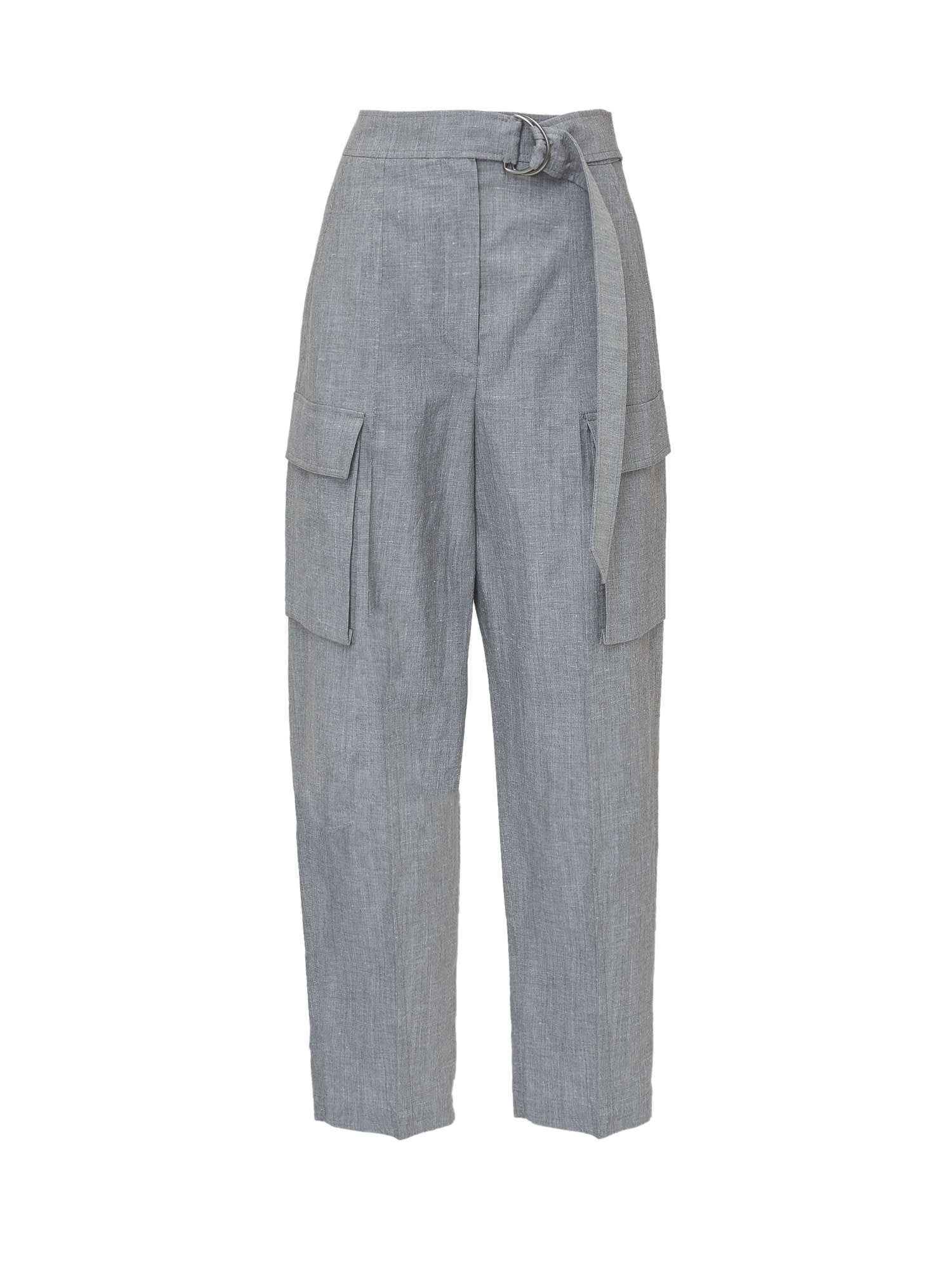 Brunello Cucinelli Trousers With Belt In Grigio Chiaro