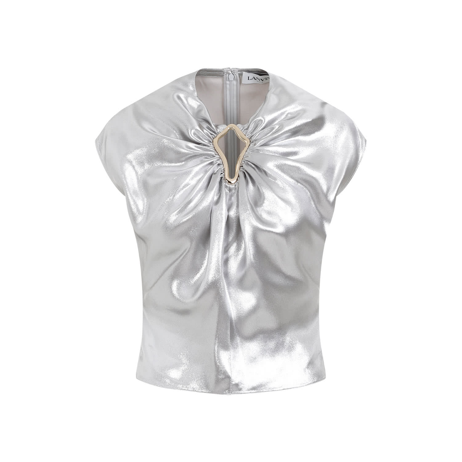 Shop Lanvin Draped Summer Top In Silver