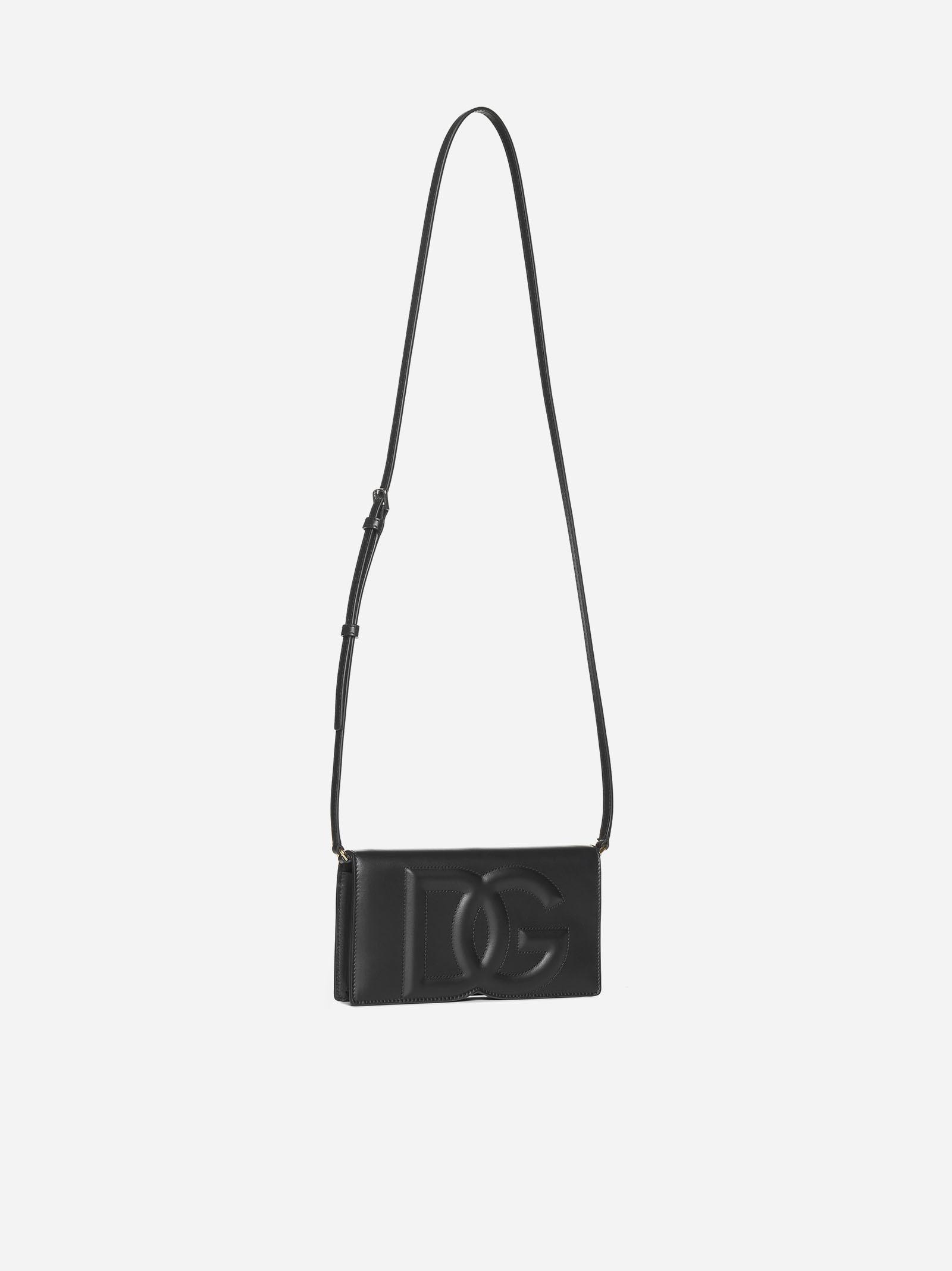 Shop Dolce & Gabbana Dg Logo Leather Crossbody Bag In Black