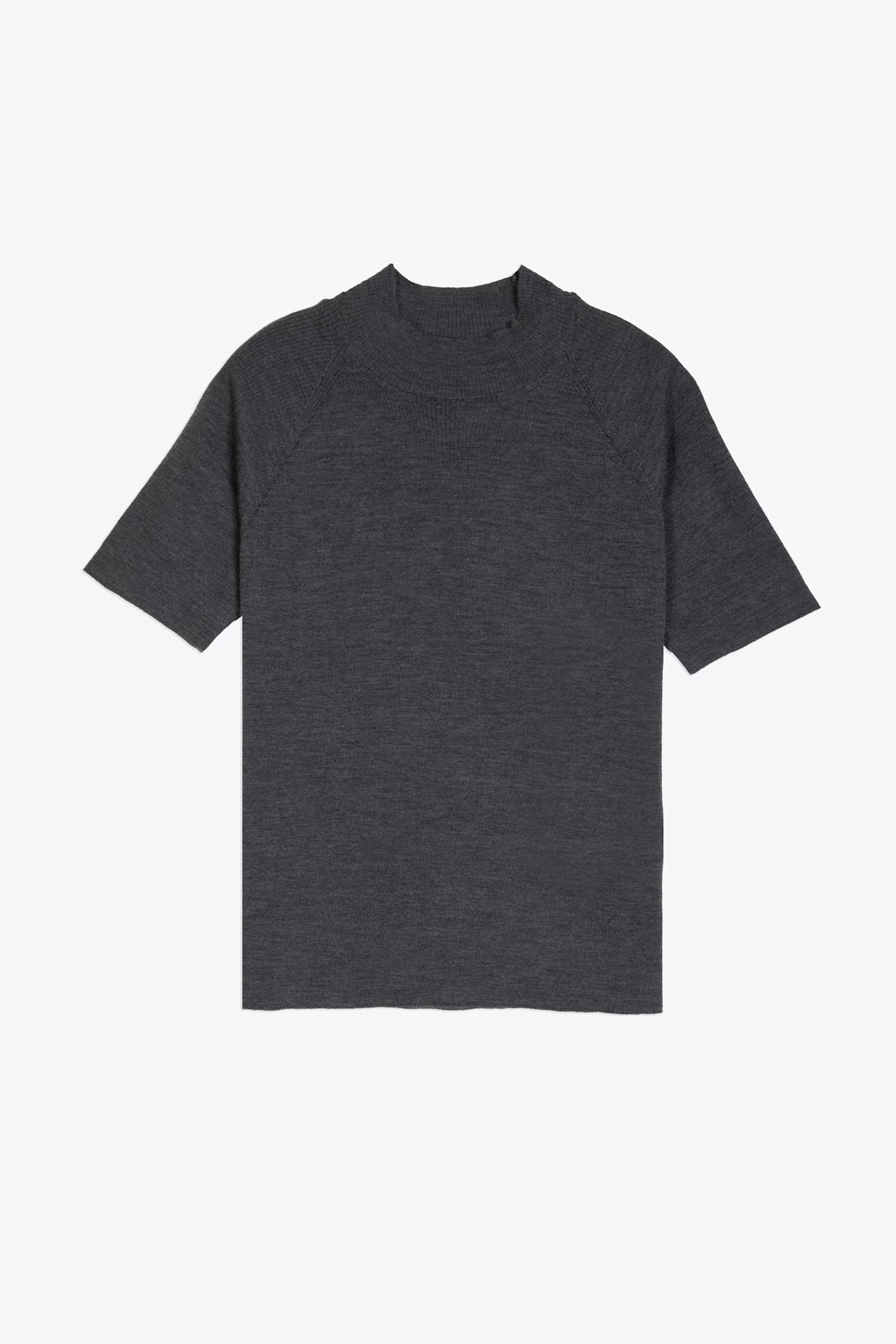 Lupetto In Maglia M/manica Charcoal grey wool mockneck t-shirt