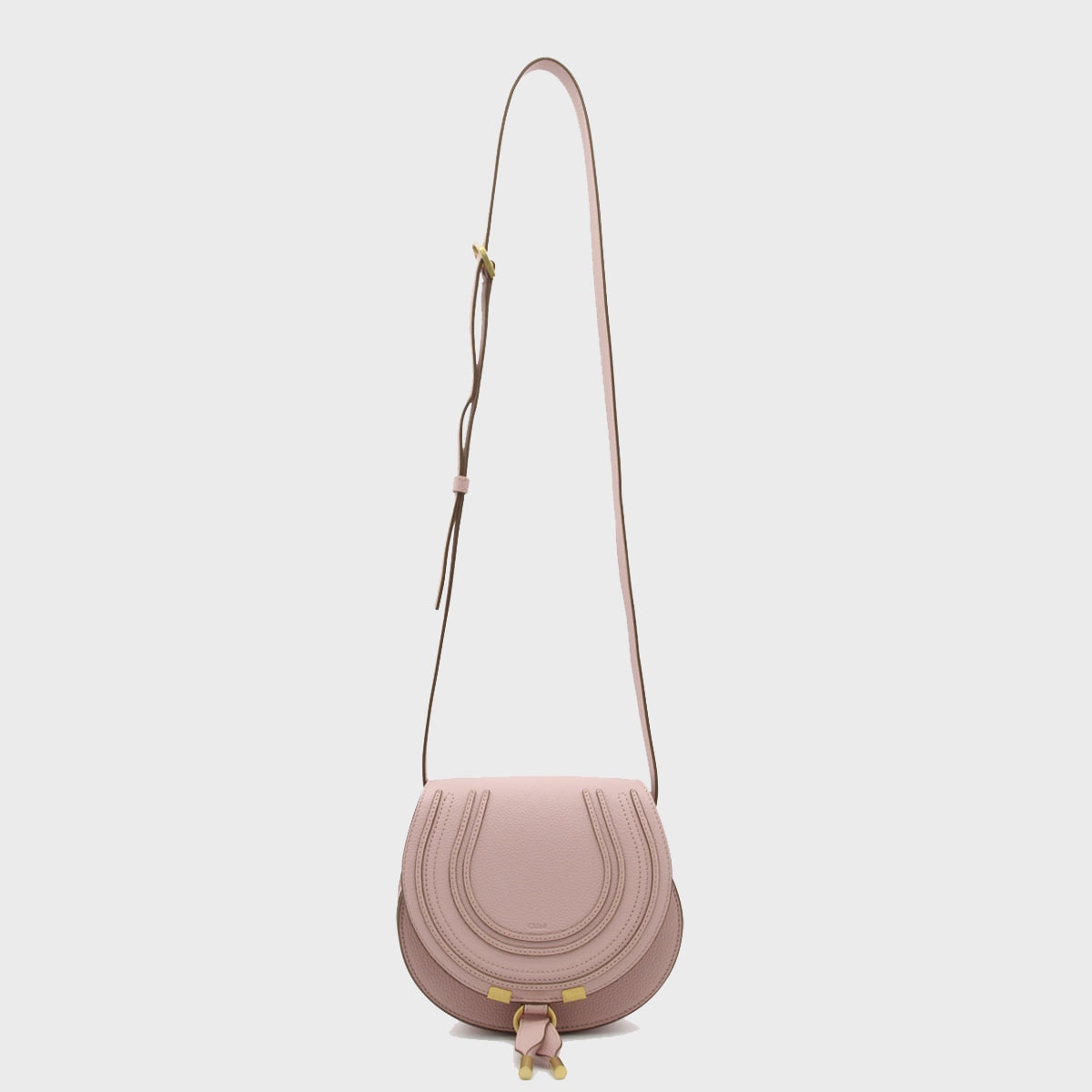 Chloé Rose Leather Saddle Marcie Crossbody Bag In Pink