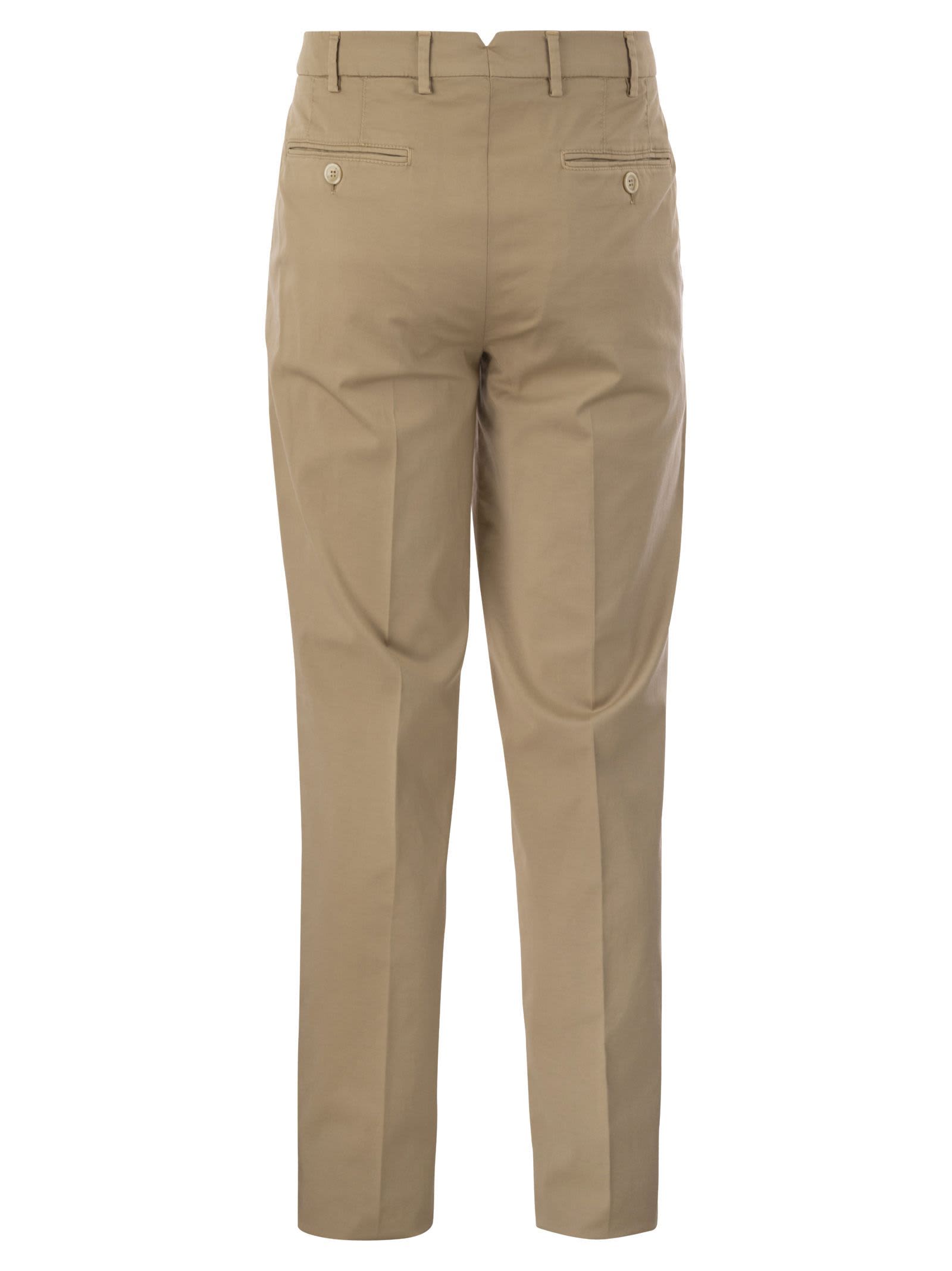 Shop Brunello Cucinelli Italian Fit Cotton Gabardine Trousers In Beige