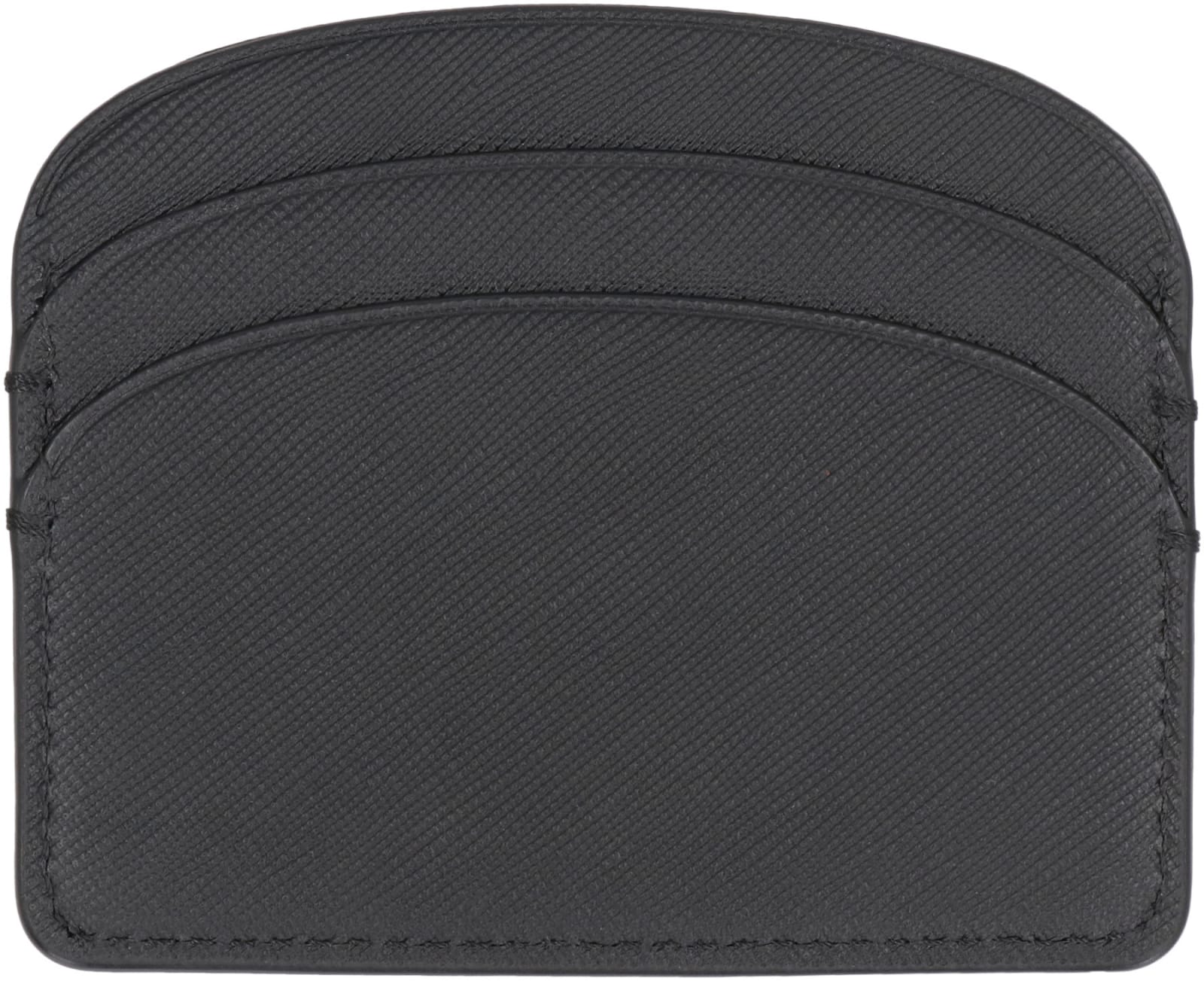 Shop Apc Demi Lune Leather Card Holder In Black