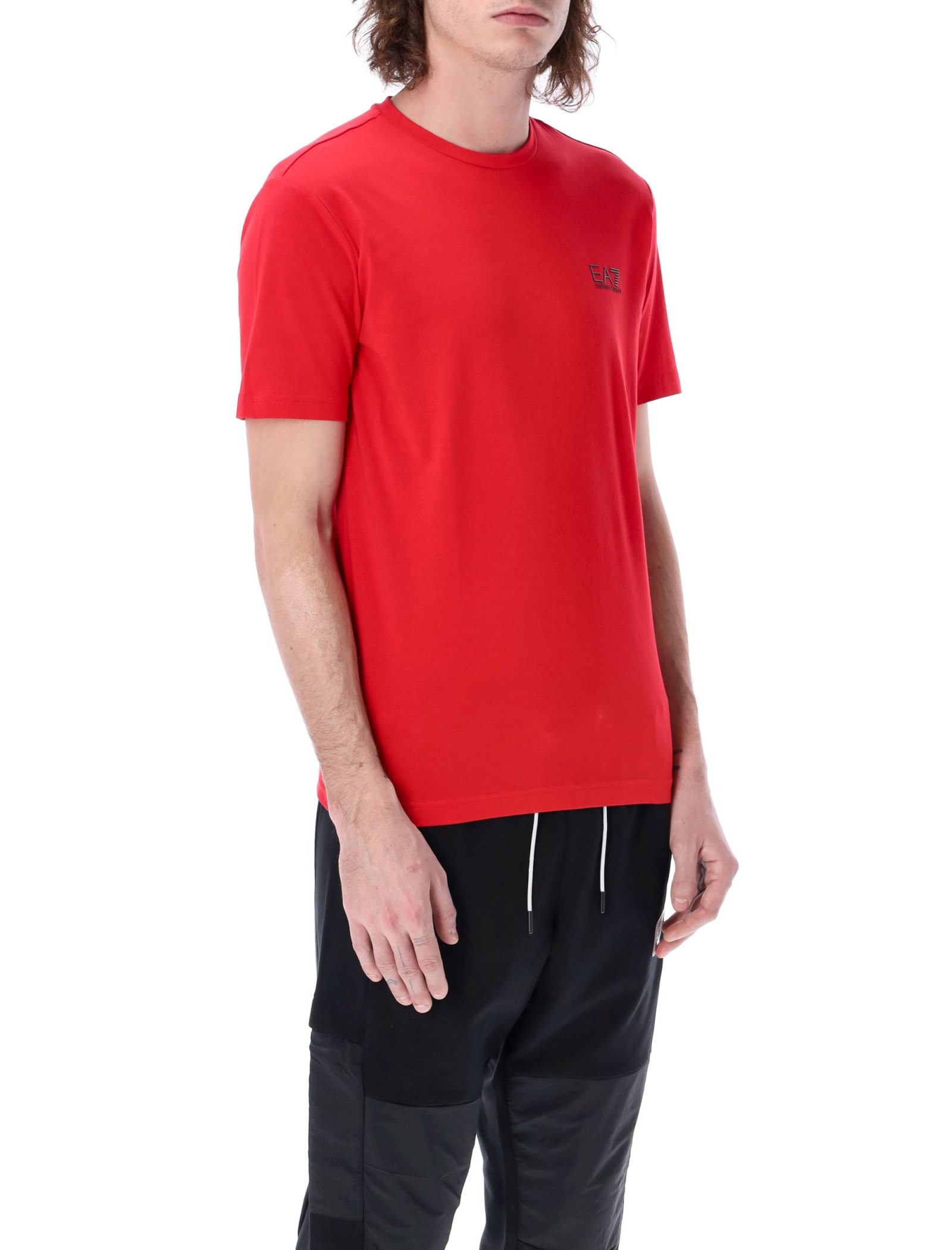 Shop Ea7 Core Identity Pima Cotton T-shirt In 1451