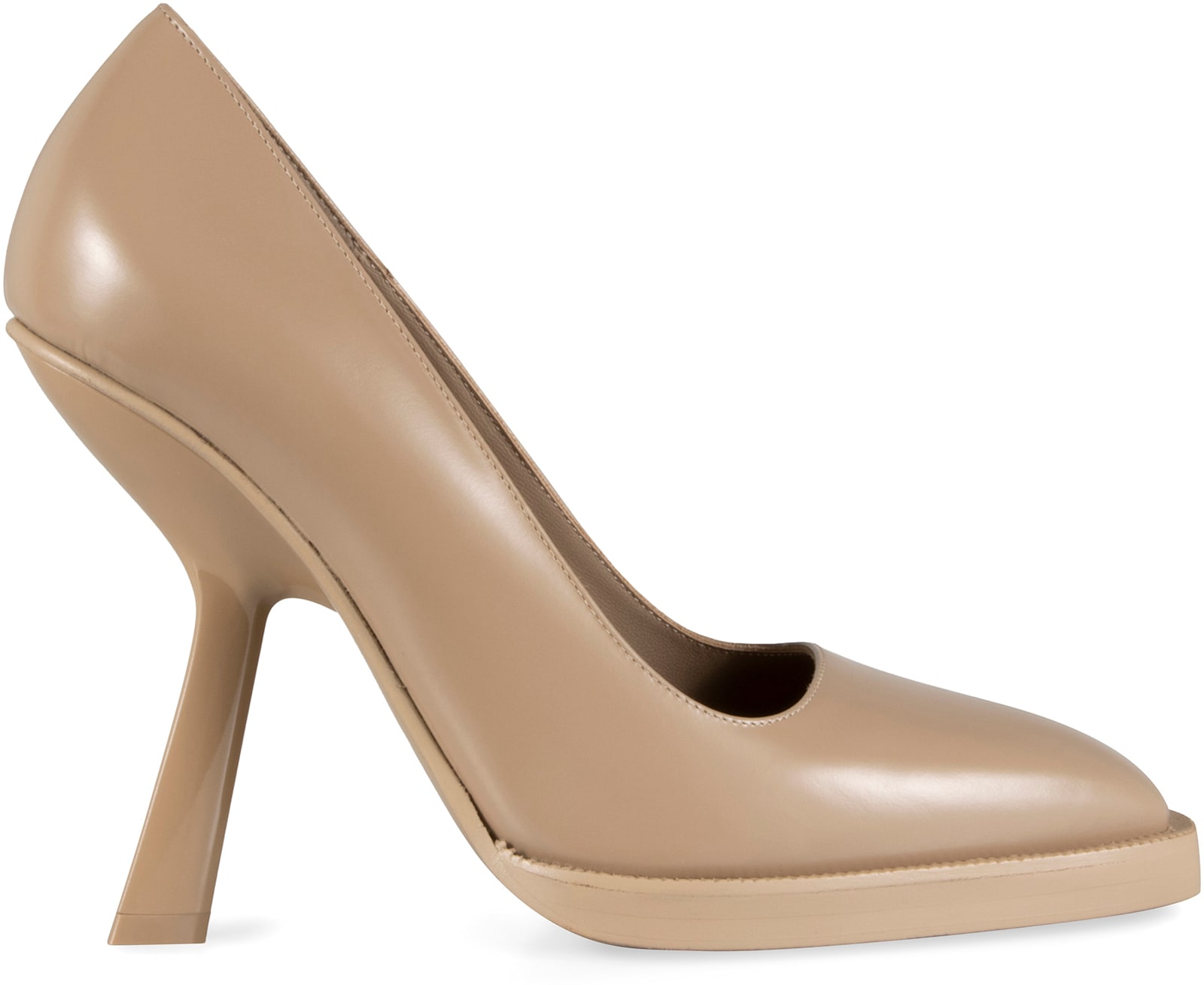 Ferragamo Glossy Leather Pointed Toe Pumps In Beige