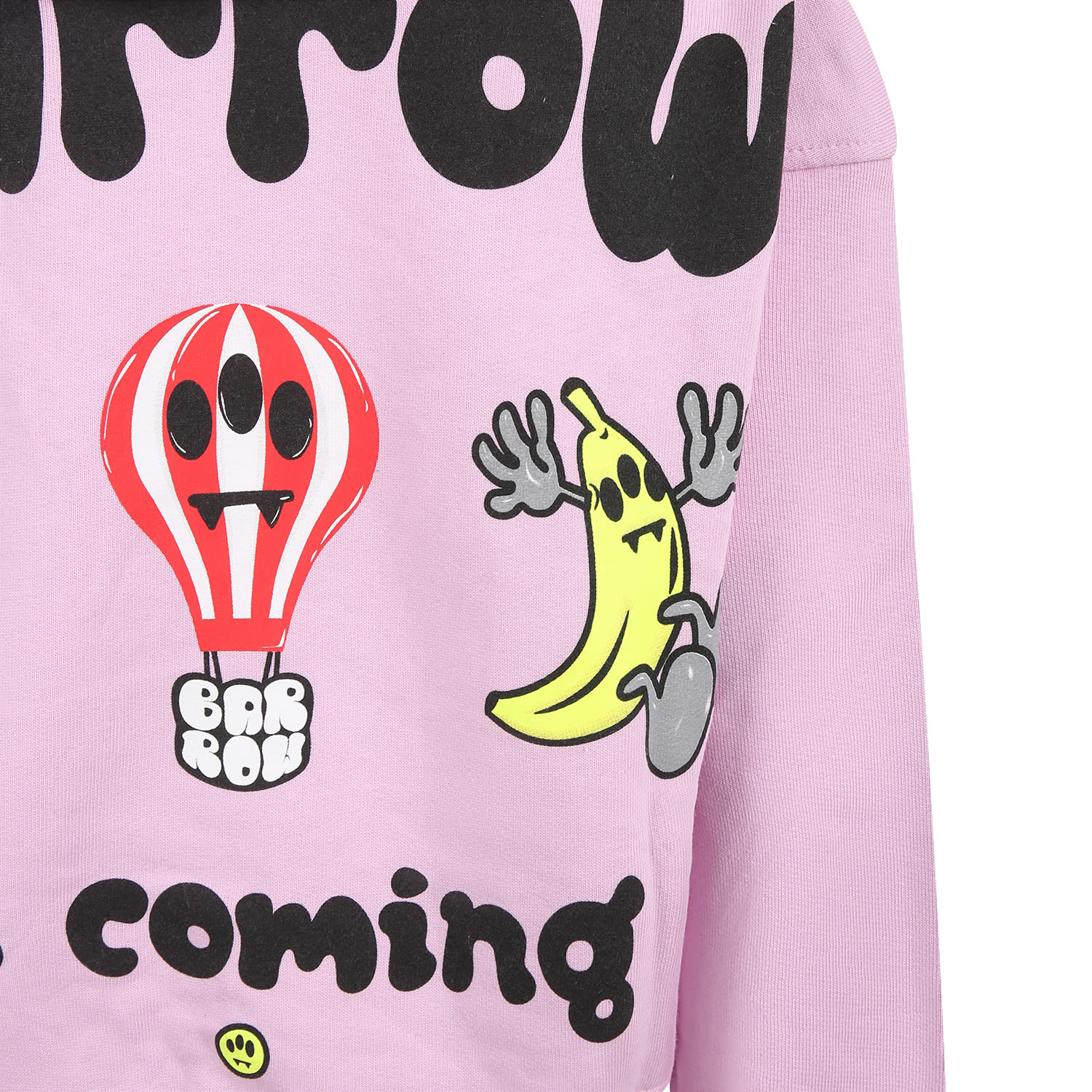 Shop Barrow Pink Sweatshirt For Girls With Logo And Hot Air Balloon In Rosa