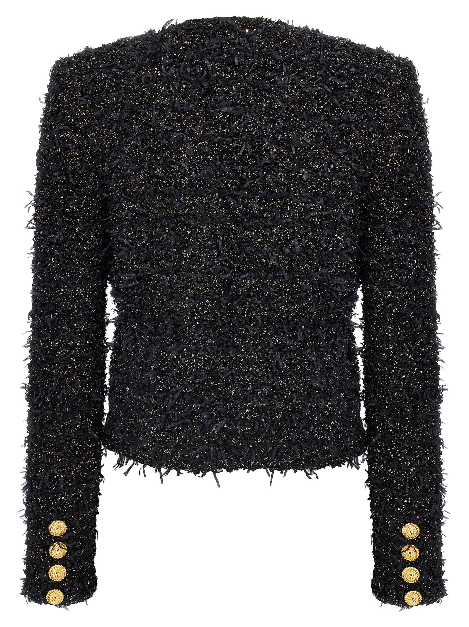 Shop Balmain Lurex Tweed Blazer In Black
