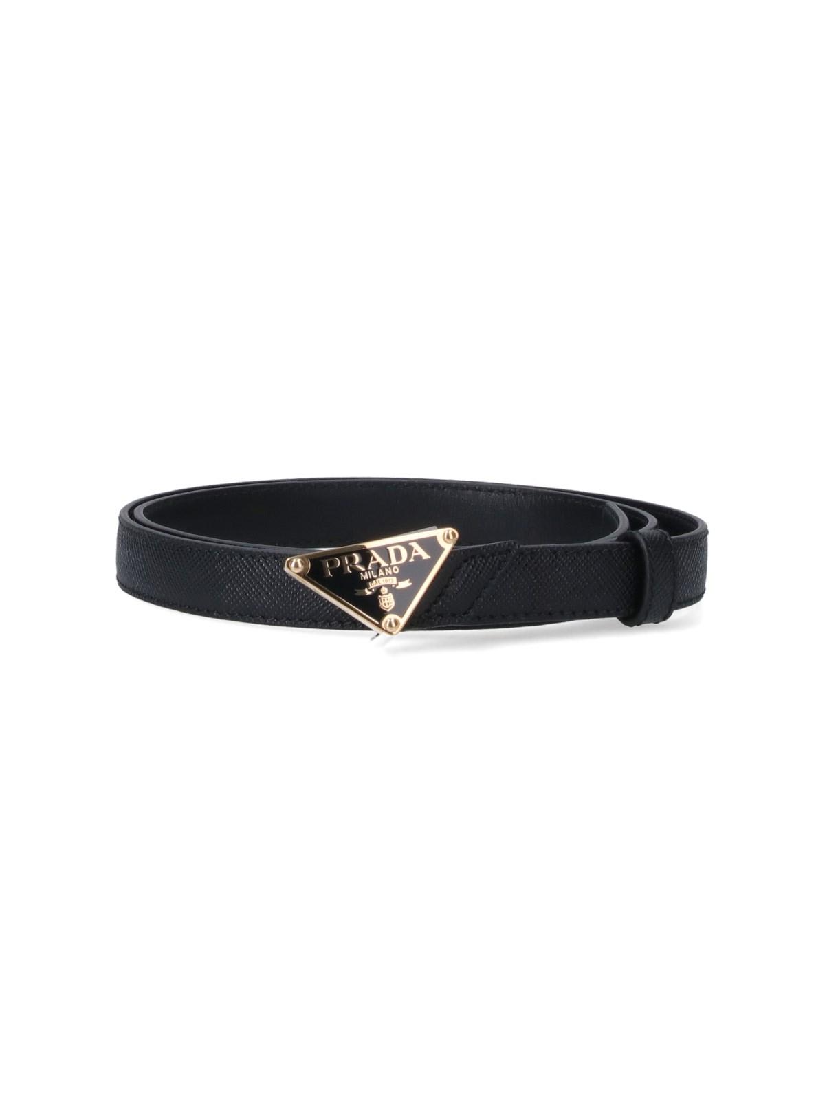 Shop Prada Saffiano Belt In Nero