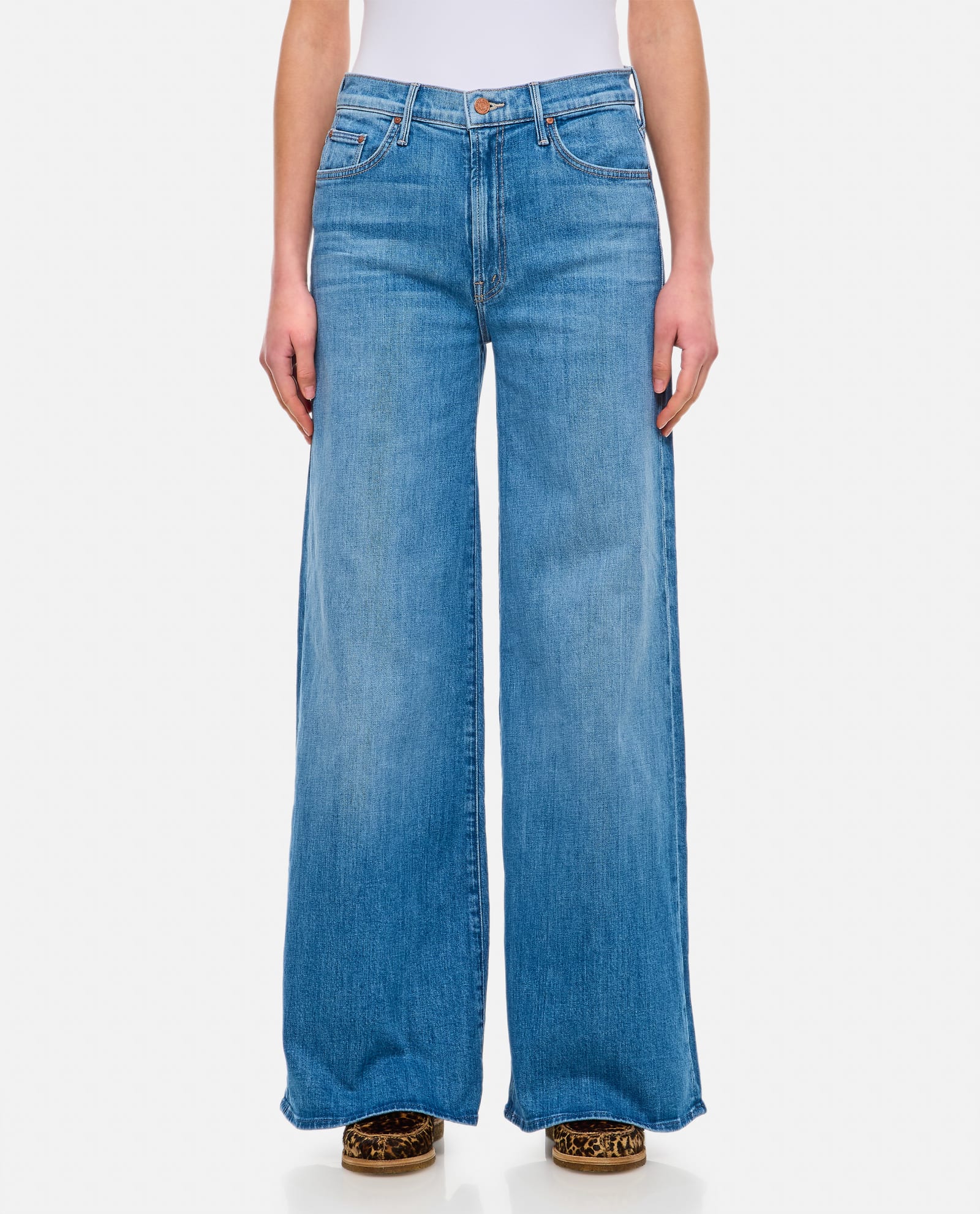 Shop Mother The Undercover Denim Pants In Clear Blue