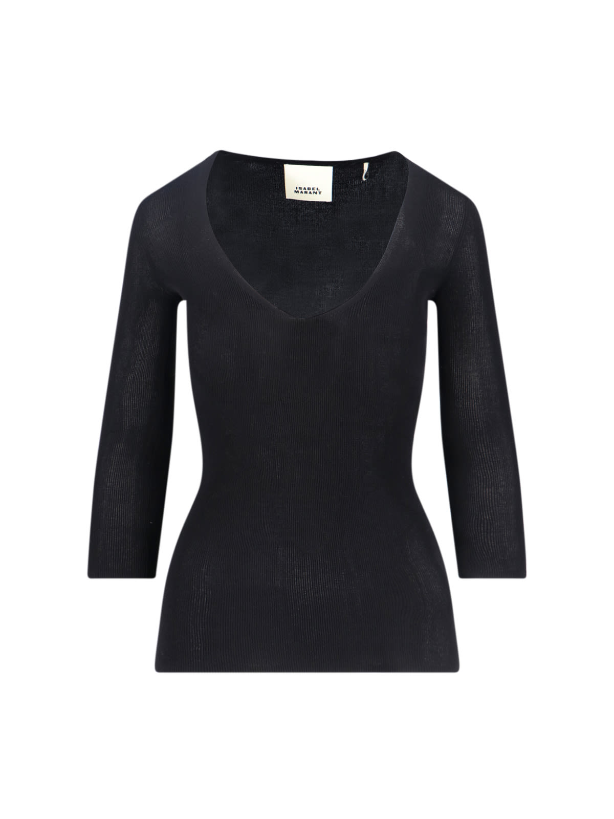 Isabel Marant Women Black Ribbed Crepe Knit Felicia Top In Multi