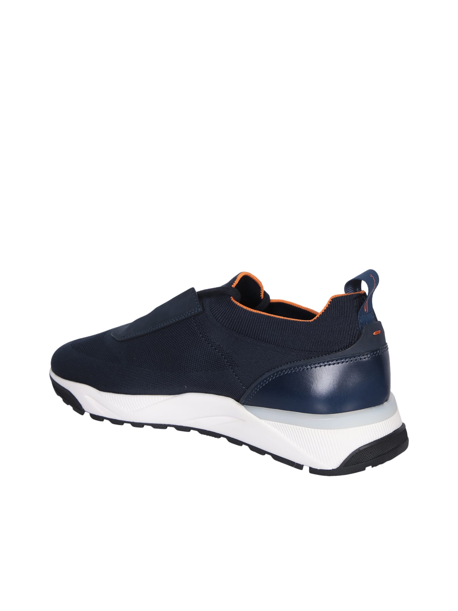 Shop Santoni Flin Knit Blue Sneakers