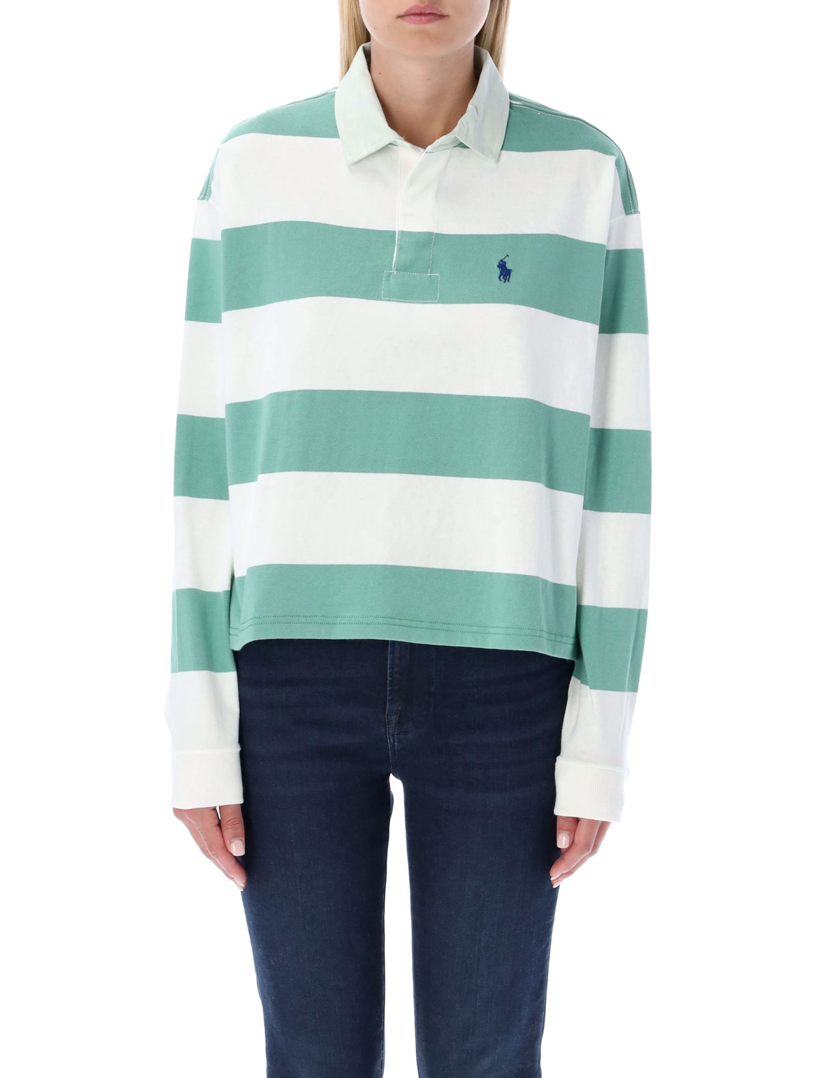 Polo Ralph Lauren Striped Cropped Jersey Rugby Shirt