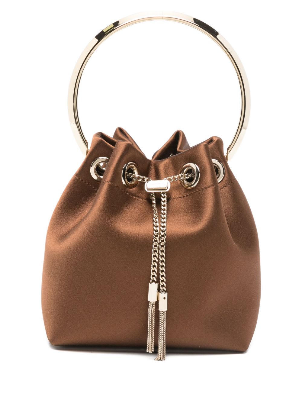 Jimmy Choo Bon Bon Leather Bucket Bag In Brown