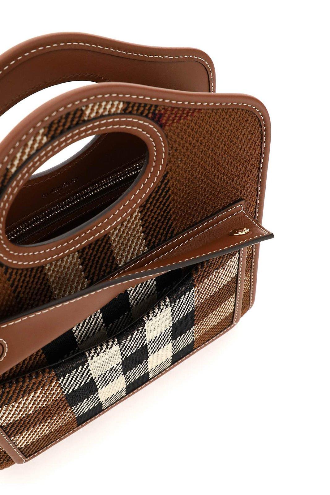 Shop Burberry Check Patterned Shoulder Bag In Brown