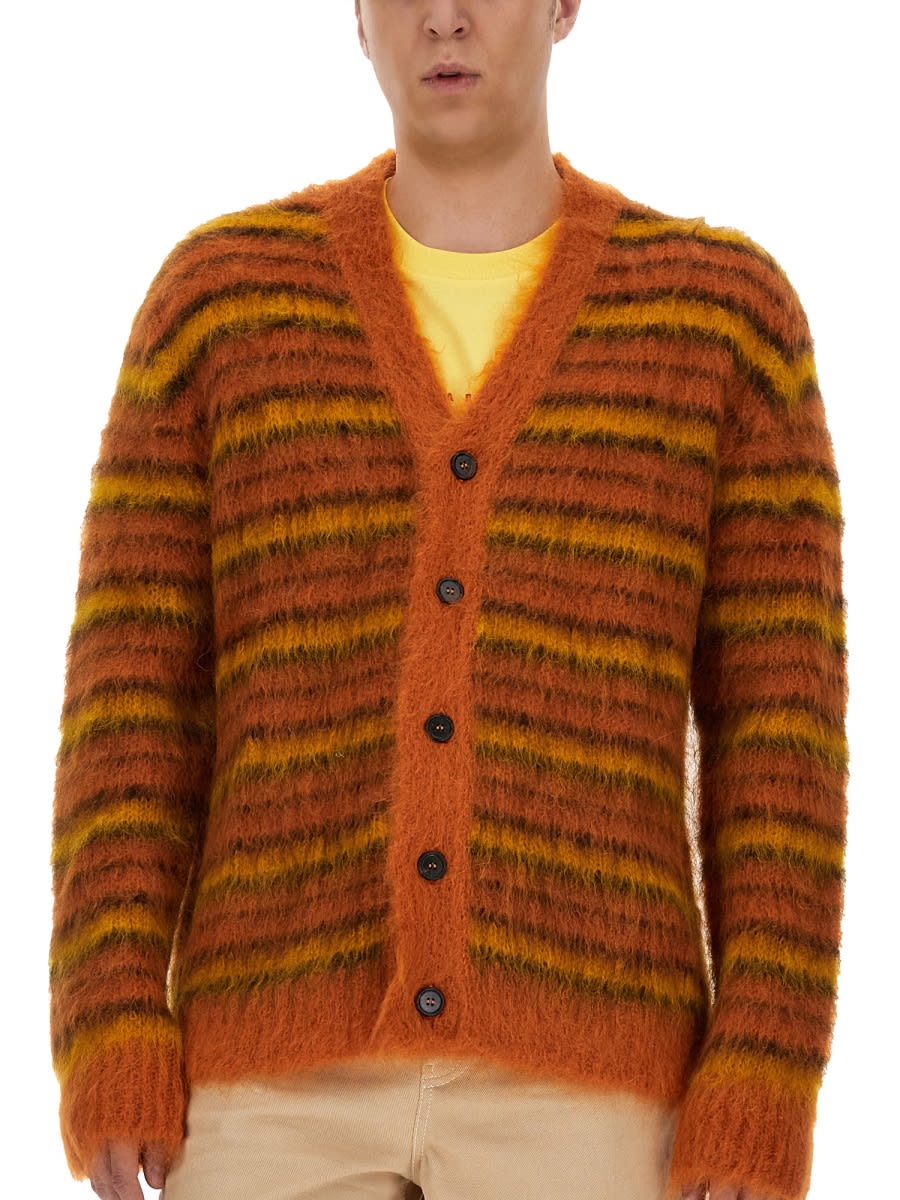 Shop Marni V-neck Cardigan In Multicolour