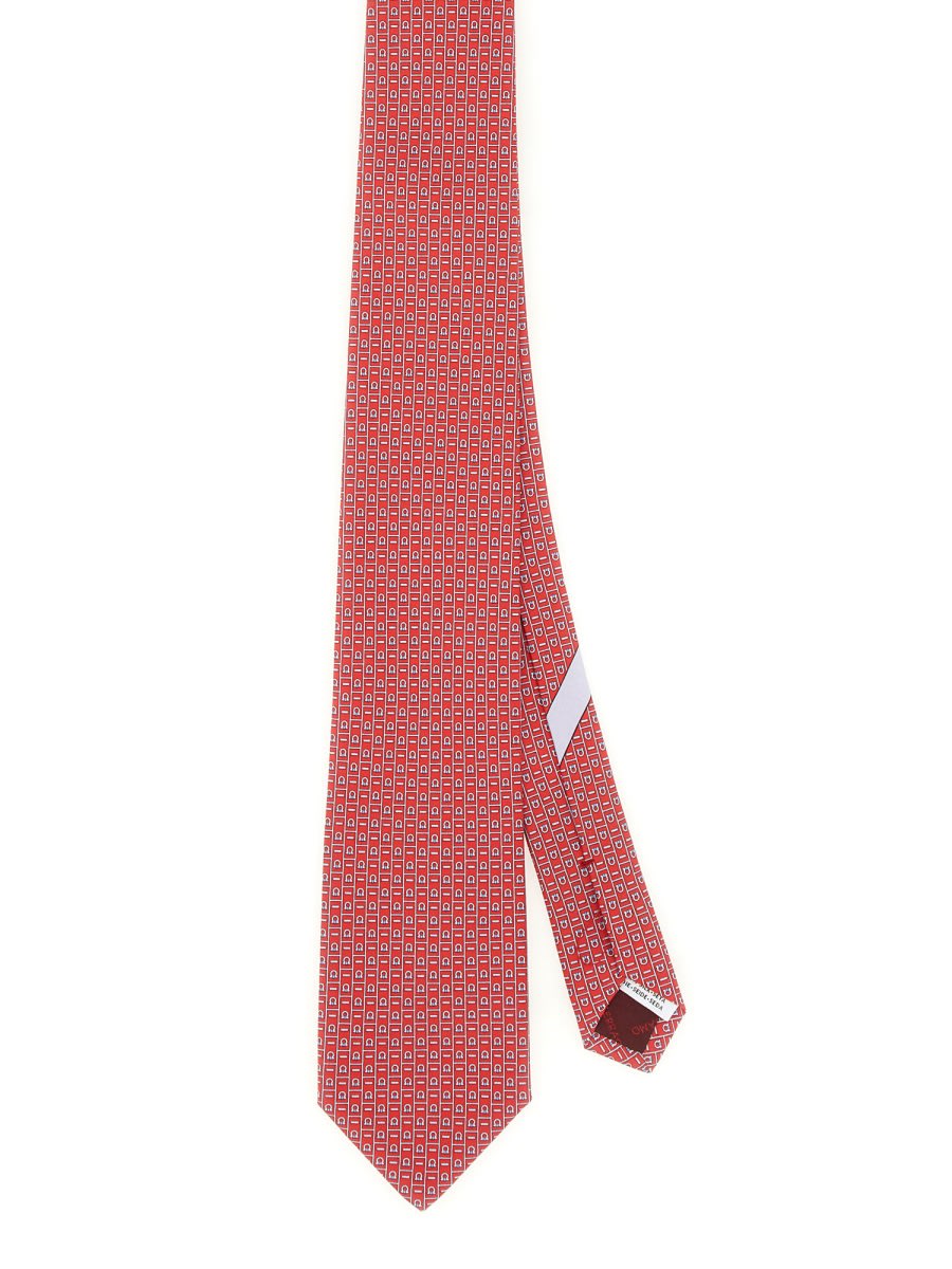 Shop Ferragamo Tie With Logo Print In Red