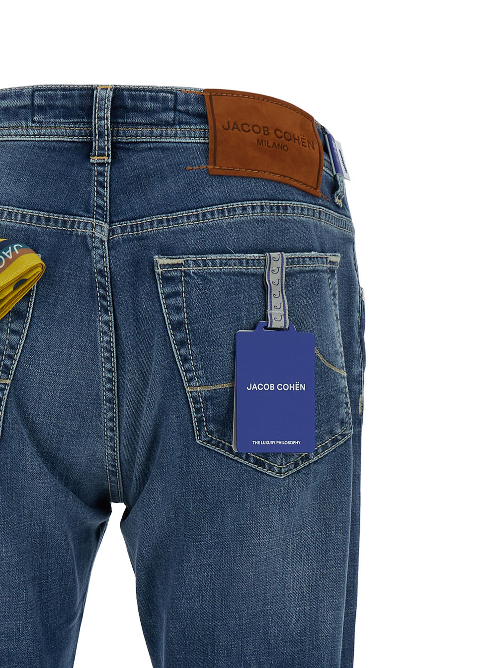 Shop Jacob Cohen Blue Slim Five-pocket Jeans In Cotton Denim Man