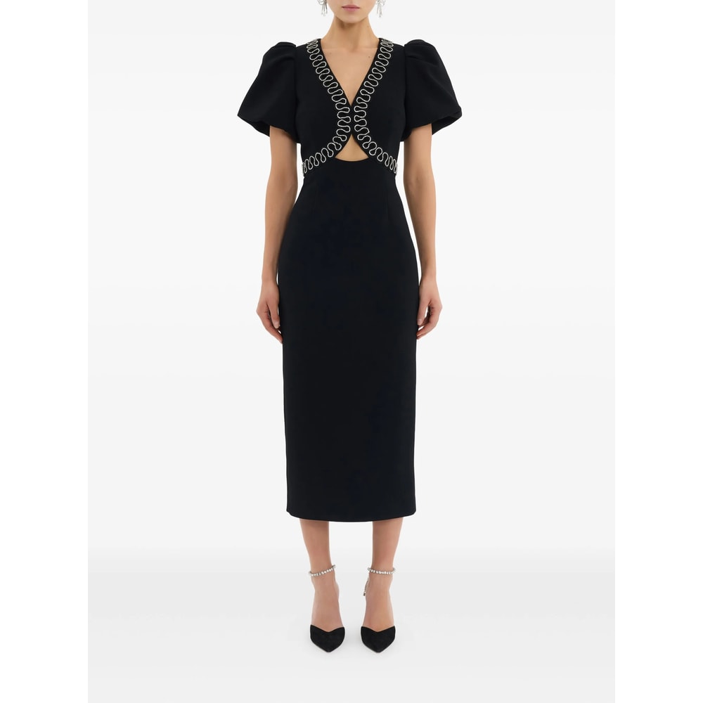 Rebecca Vallance Nyx Crystal-embellished Cutout Crepe Midi Dress In Black