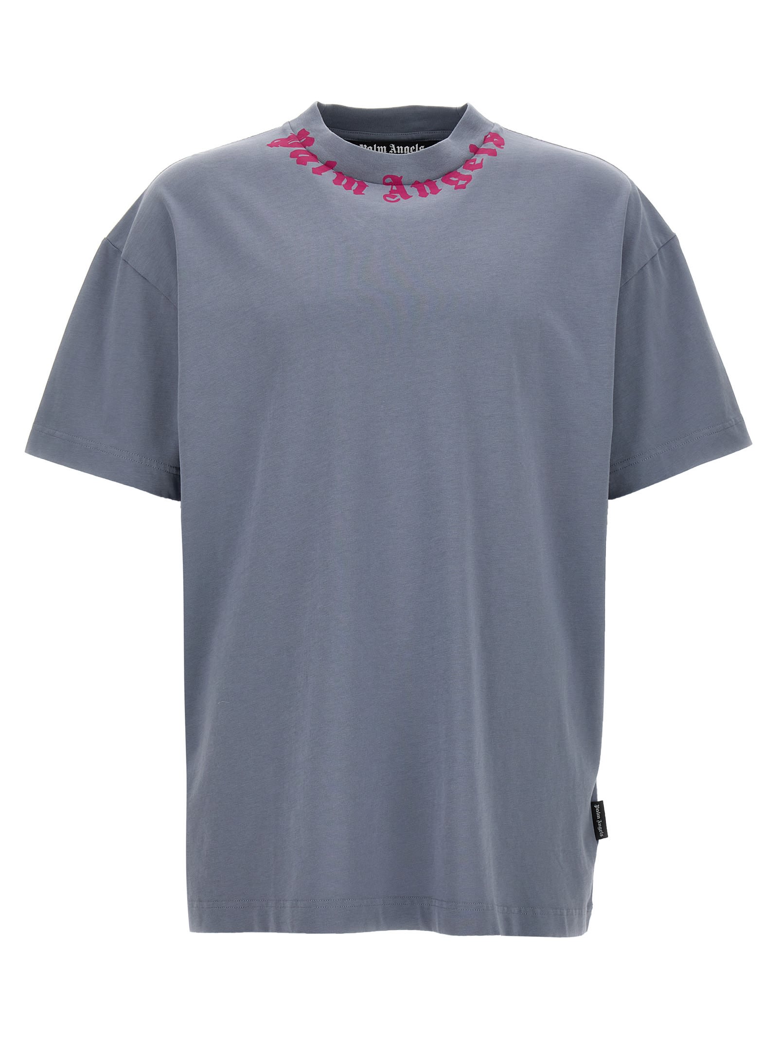 Shop Palm Angels Neck Logo T-shirt In Gray