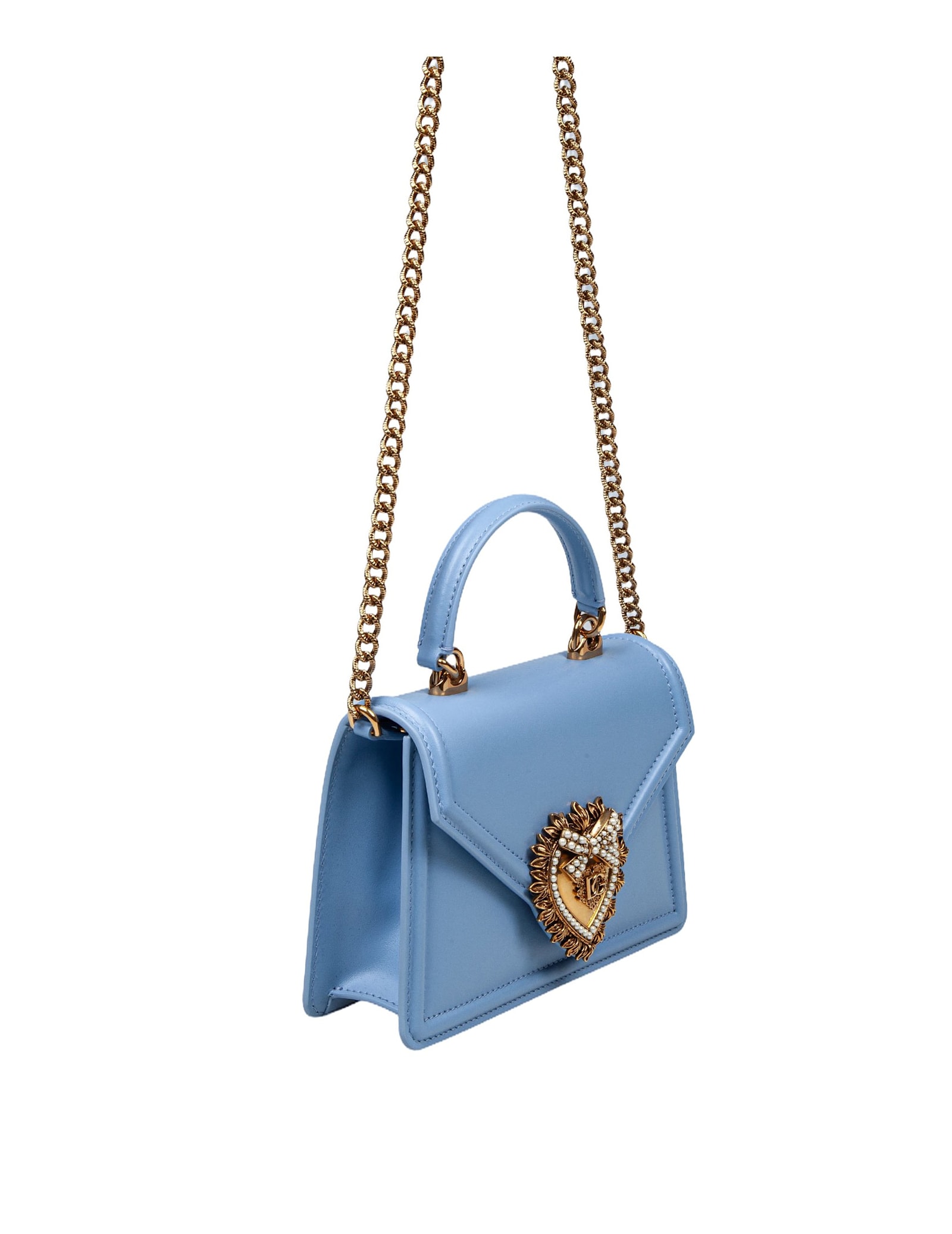 Shop Dolce & Gabbana Small Devotion Handbag In Sugar Paper Color Leather