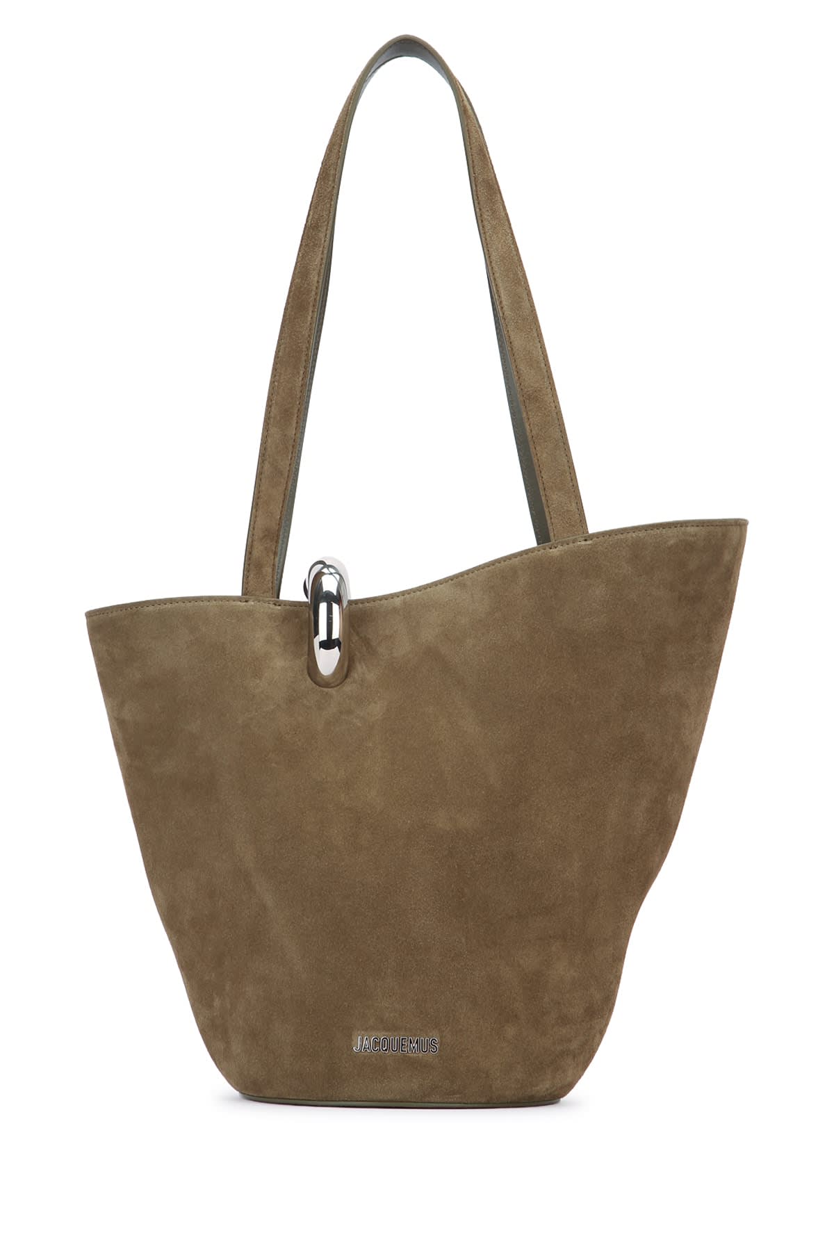 Jacquemus Medium Suede Shoulder Bag With Double Handles In Brown