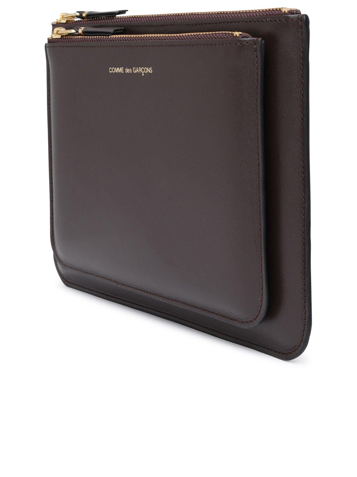 Comme Des Garçons Outside Pocket Detailed Wallet In Brown