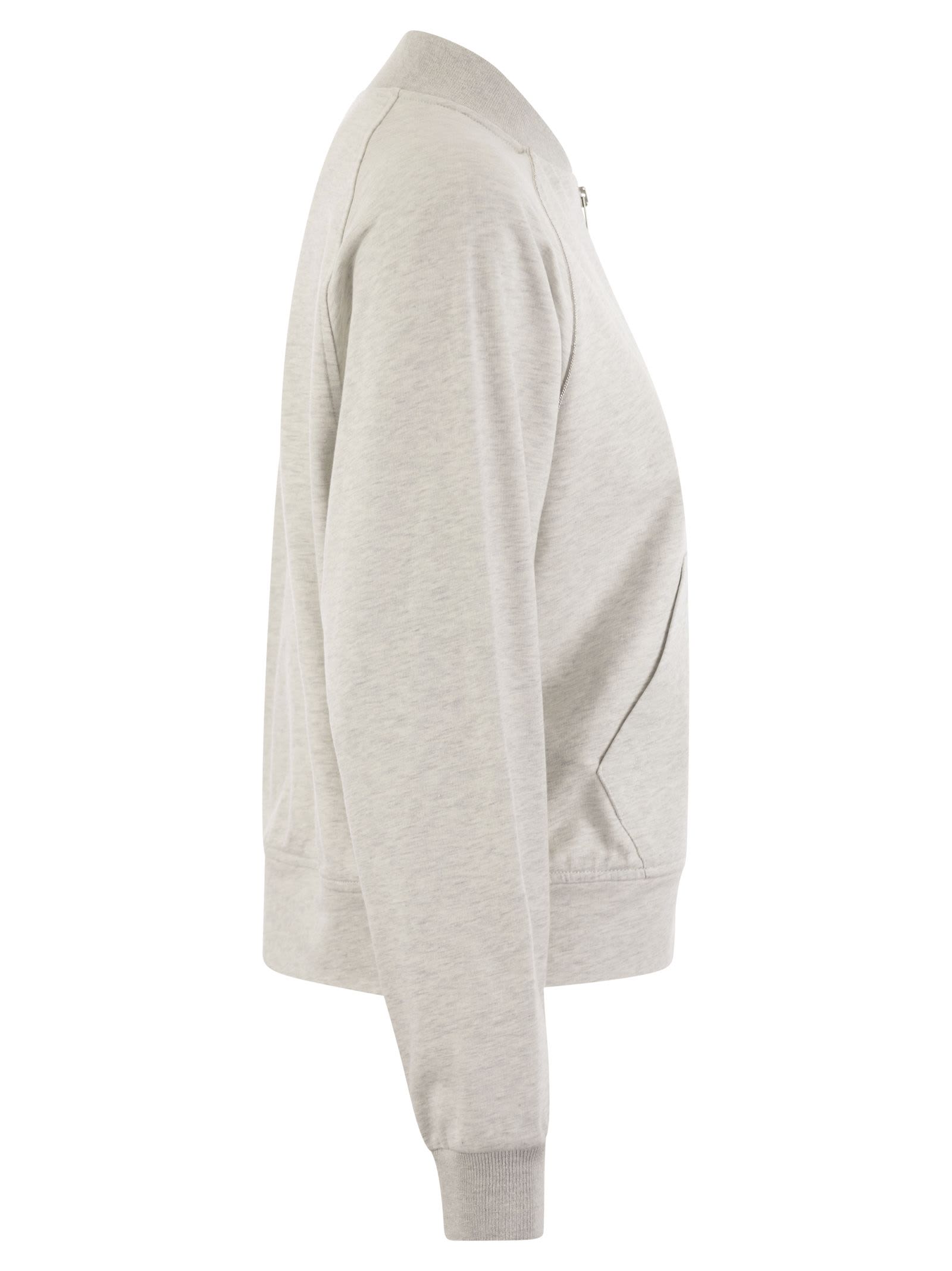 Shop Peserico Sweatshirt In Cotton Mélange And Tricot Details In Grey
