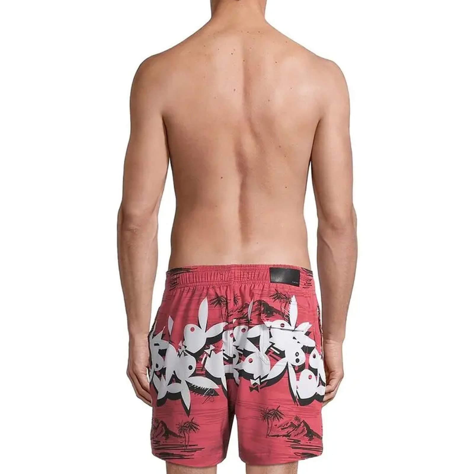 Shop Amiri Playboy Hawaiian Swim Shorts In Red