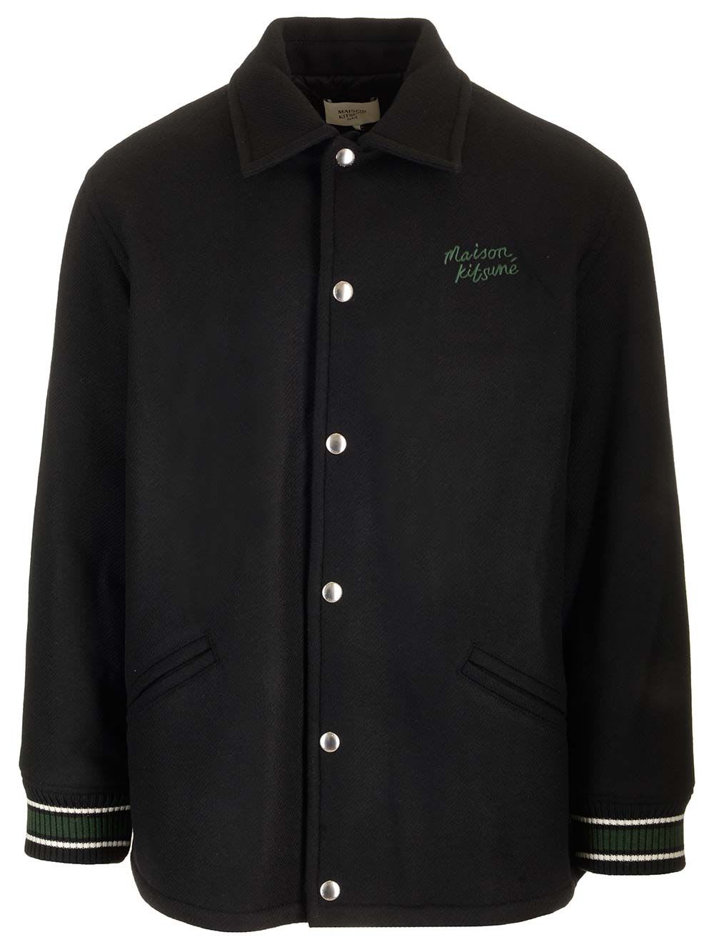 Shop Maison Kitsuné Varsity Jacket In Black