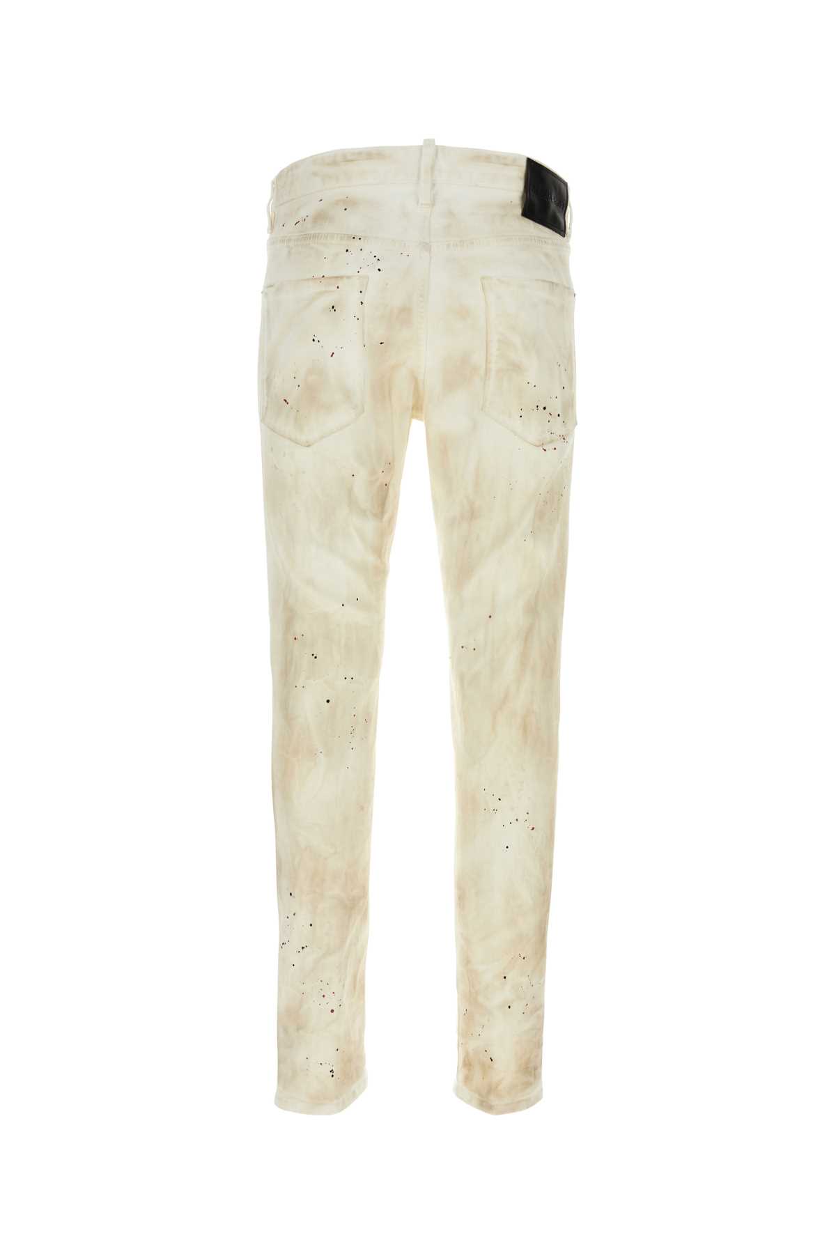 Shop Dsquared2 White Stretch Denim Cool Guy Jeans In Butter