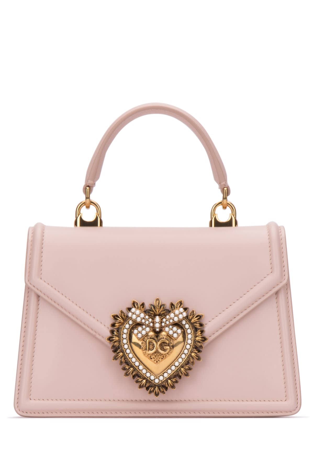 Borsa A Mano Devotion Piccola In Pelle Cipria - Dolce & Gabbana - Modalova