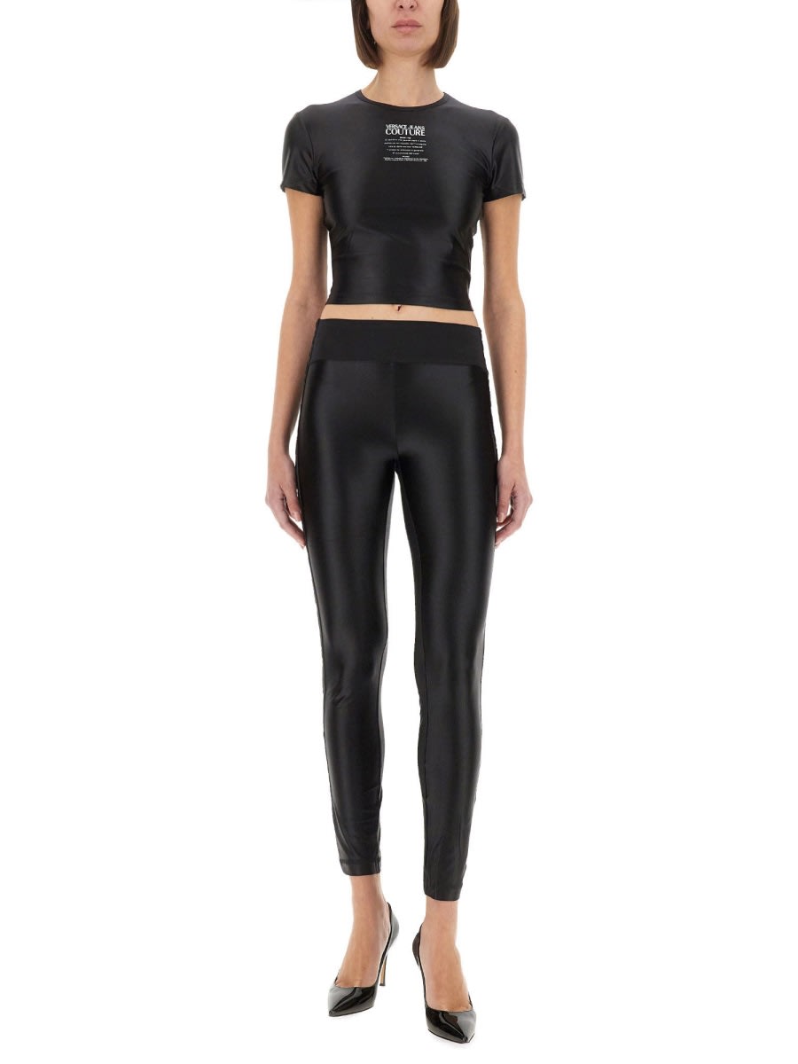 Versace Jeans Couture Slim Fit Shiny Finish Ankle Length Leggings