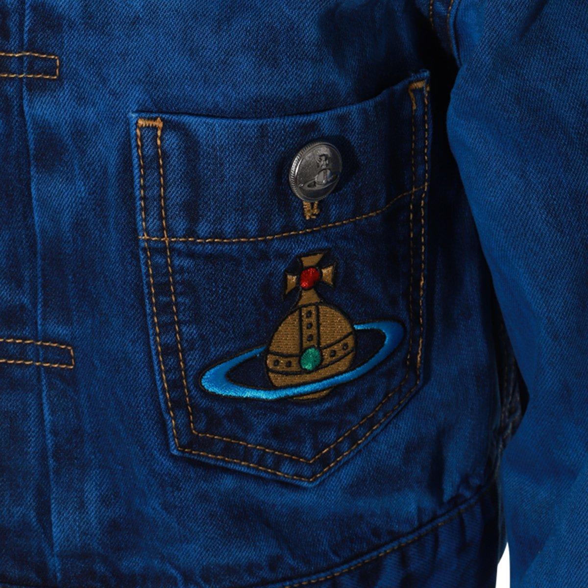 Shop Vivienne Westwood Cropped Denim Jacket In Blu