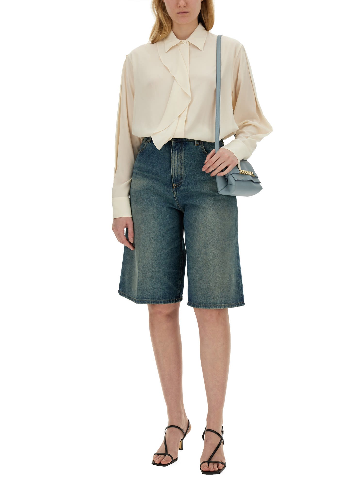 Shop Victoria Beckham Silk Shirt In Panna