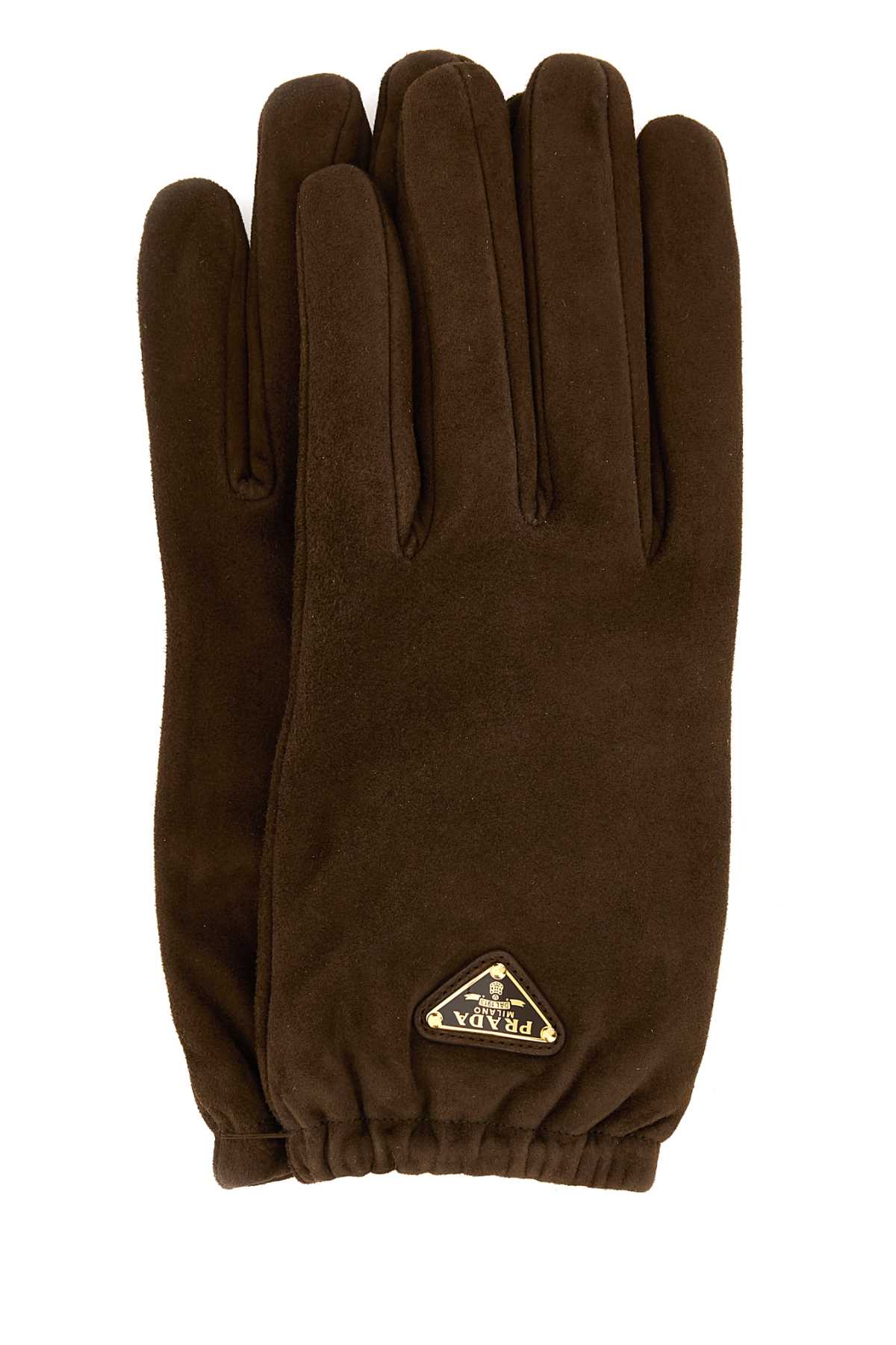 Shop Prada Brown Suede Gloves In Cacao