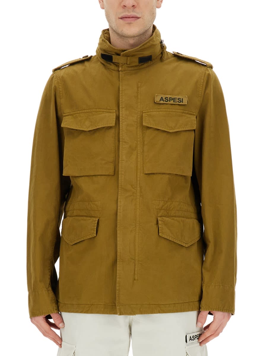 ASPESI logo-patch down puffer jacket - Yellow