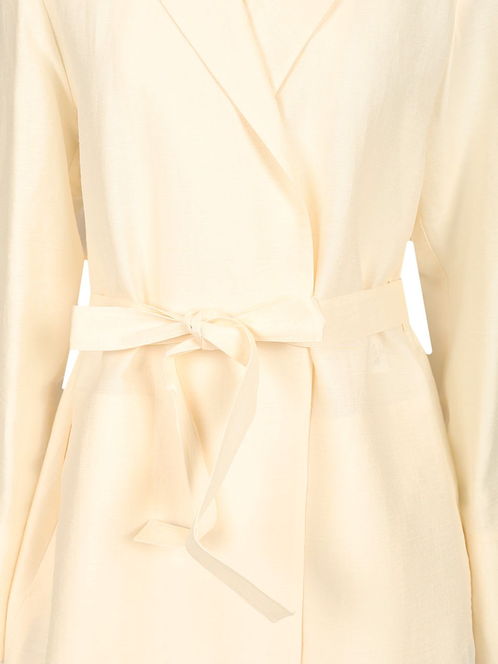 Max Mara Linen And Silk Canvas Overcoat Dresses White