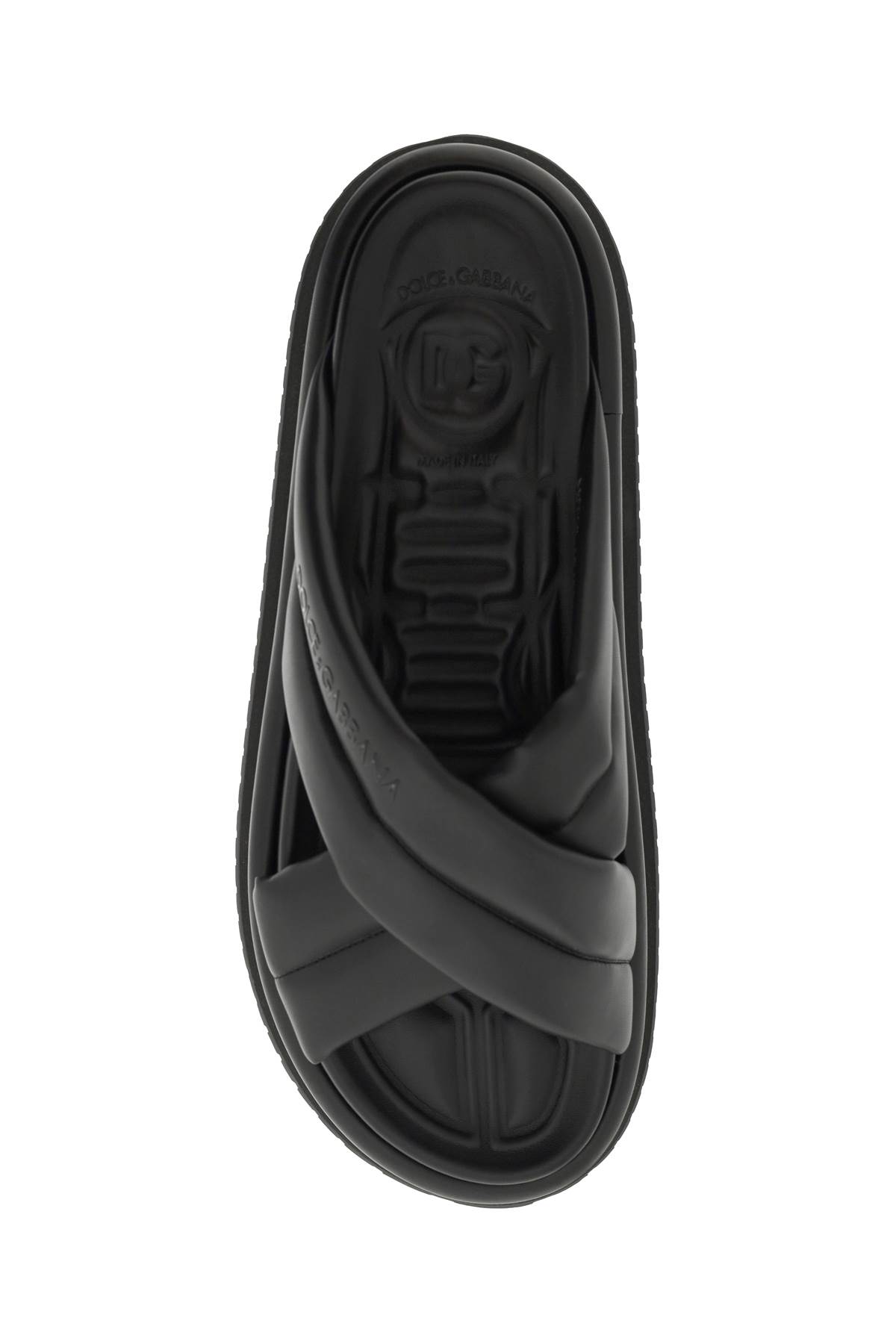 Shop Dolce & Gabbana Faux Leather Slides In Nero (black)