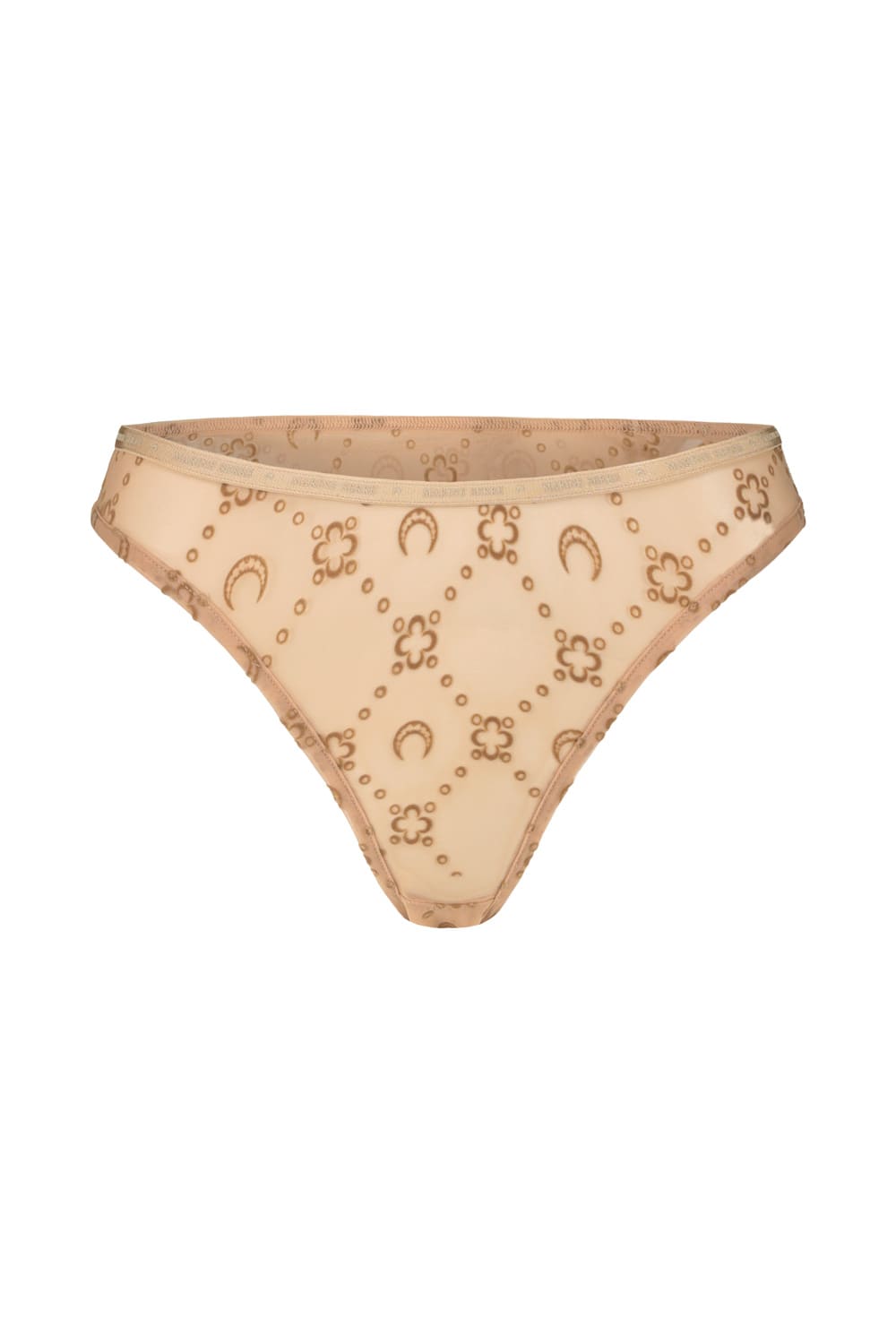 Marine Serre Recycled Mesh Flock Panties In Brown